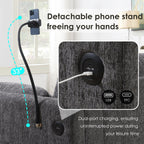 Canapé sectionnel en chenille avec pouf de rangement et poches, support de téléphone réglable, assise large, ensemble de canapé en L avec chargeur USB