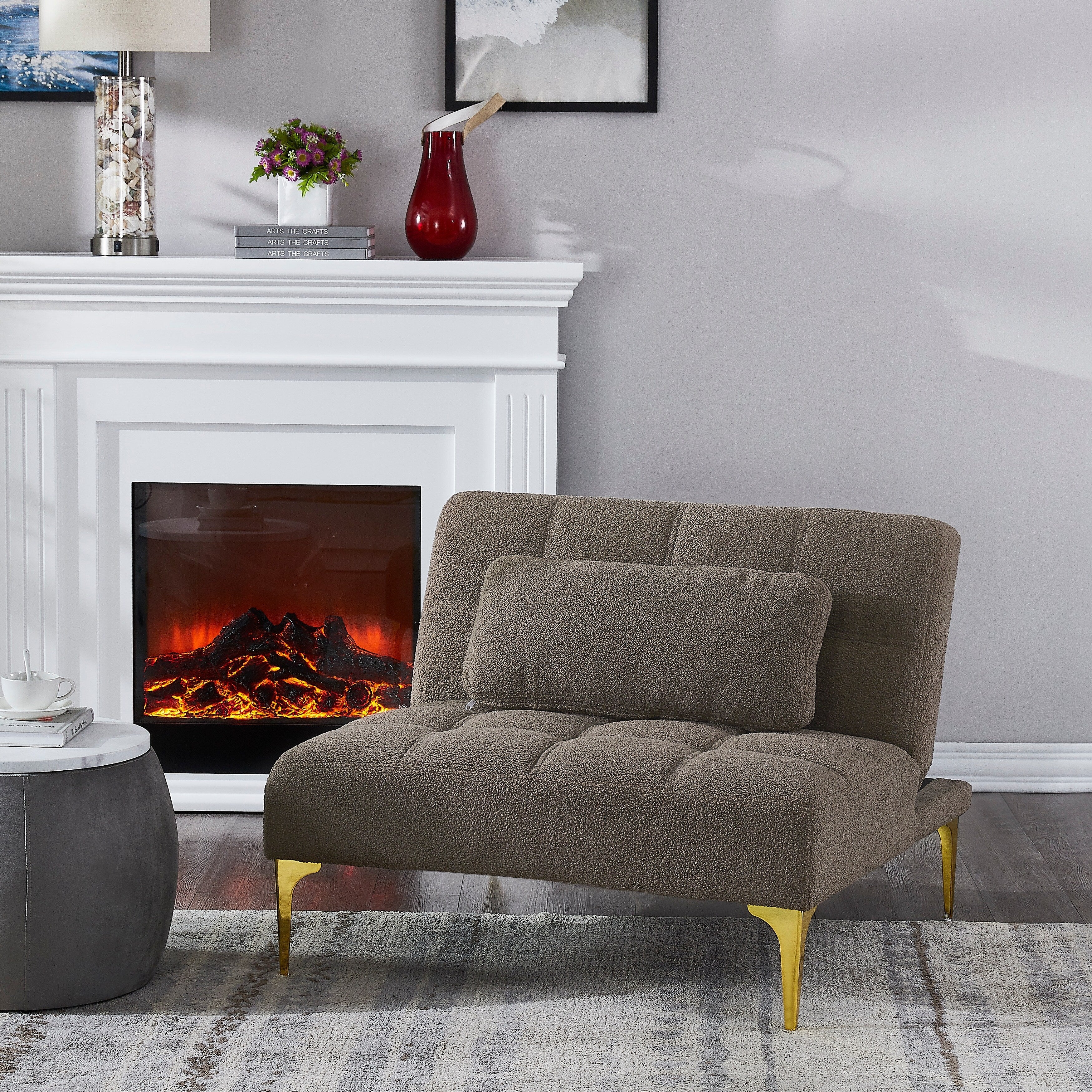 Canapé-lit modulaire simple en chenille avec cadre en bois massif pour salon