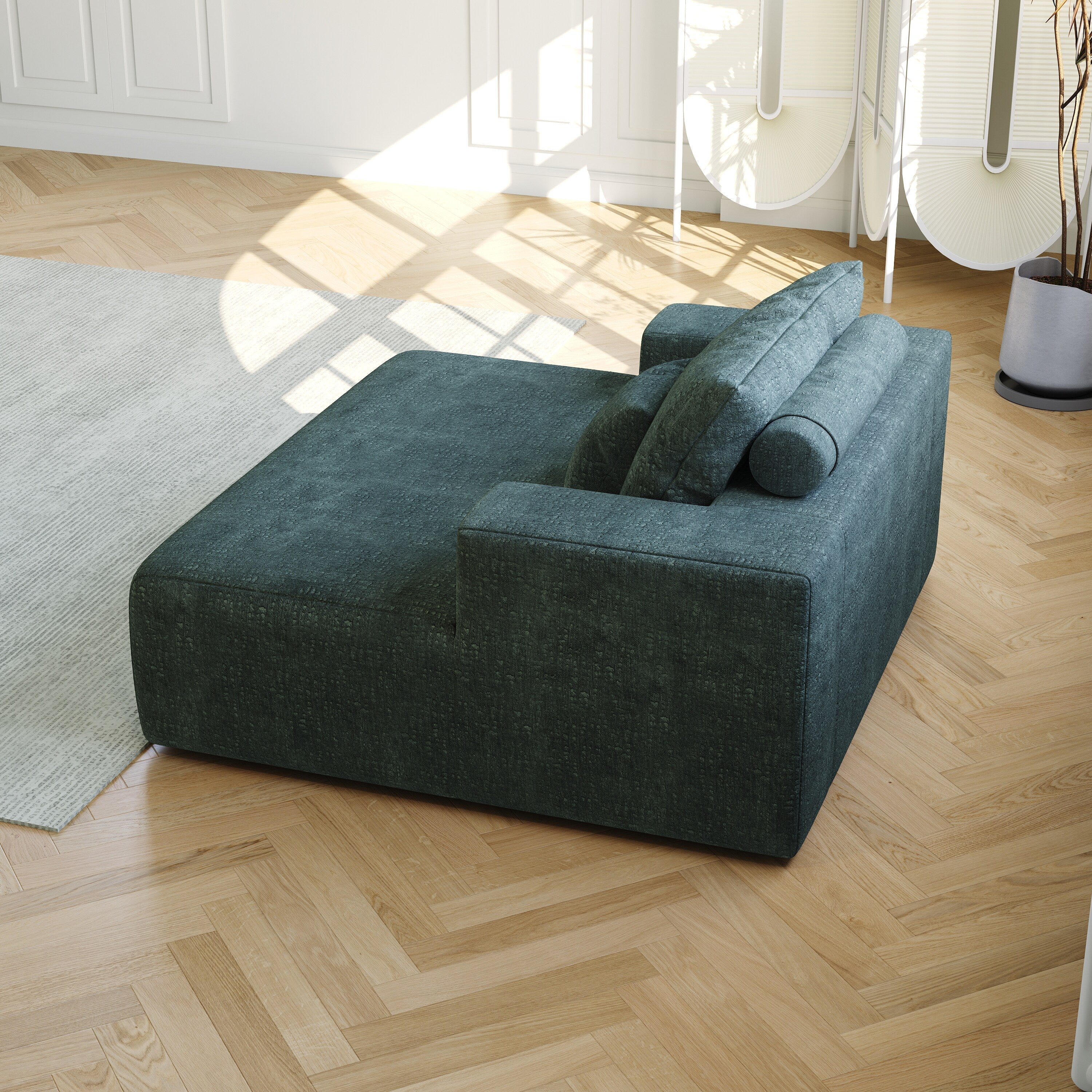 Canapé-lit simple en chenille avec coussin de dossier