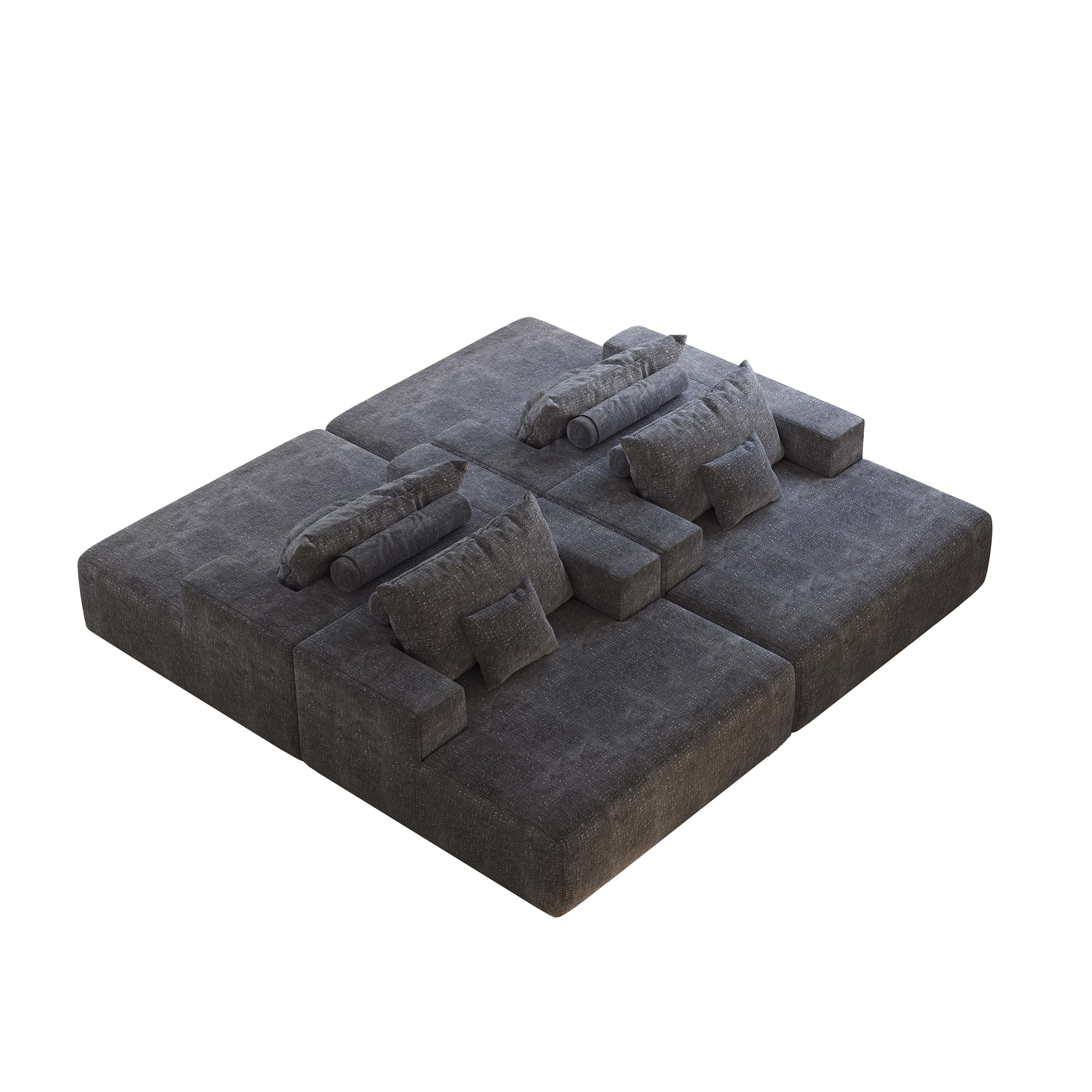 Canapé-lit simple en chenille avec coussin de dossier