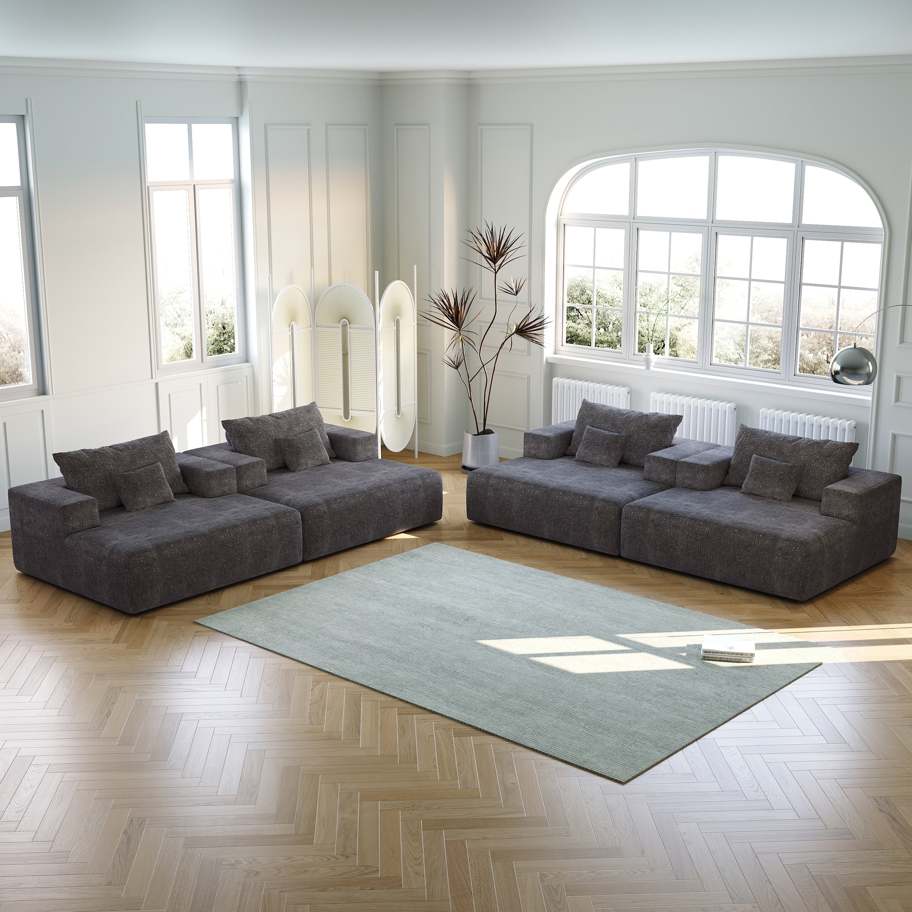 Canapé-lit simple en chenille avec coussin de dossier