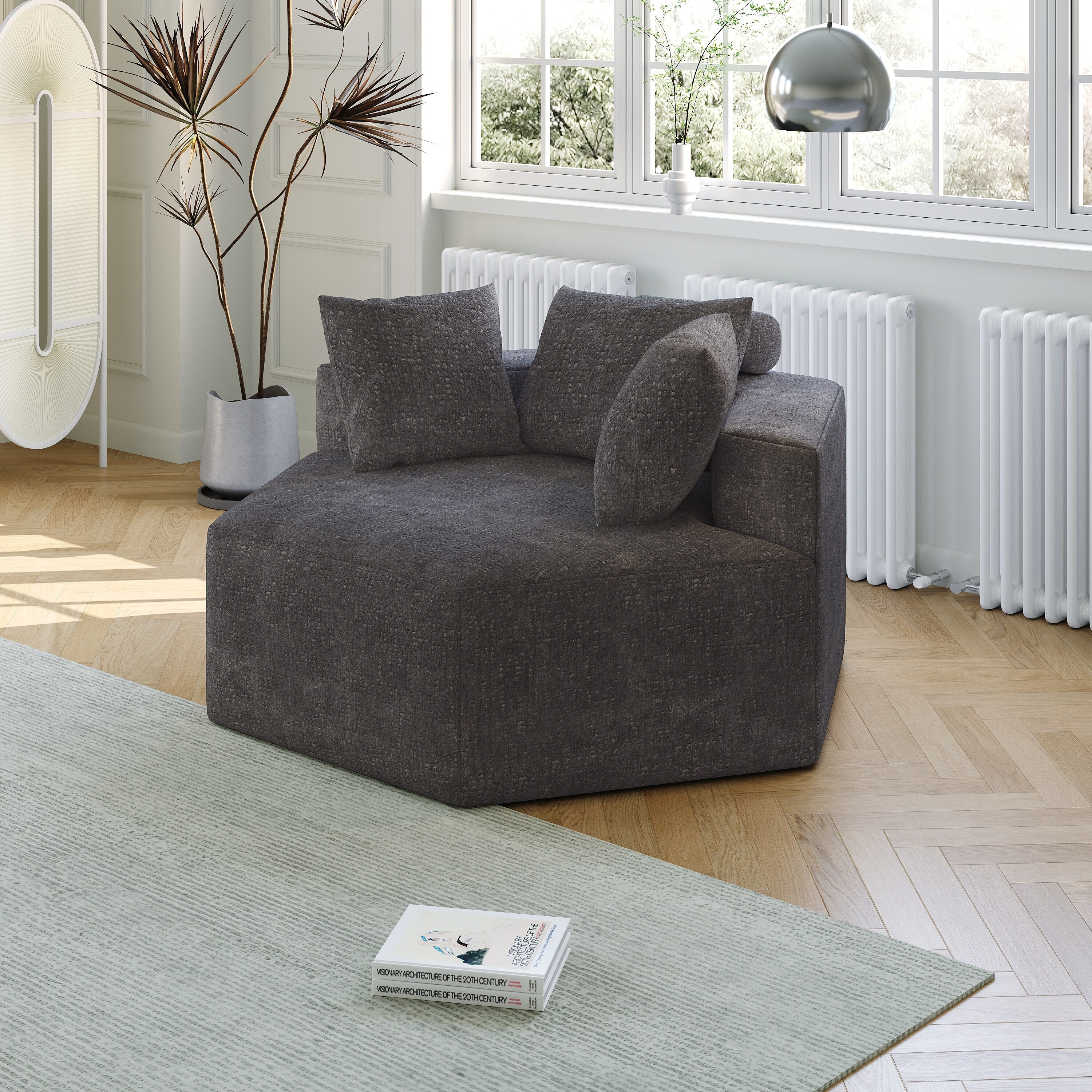 Canapé-lit simple en chenille avec coussin de dossier