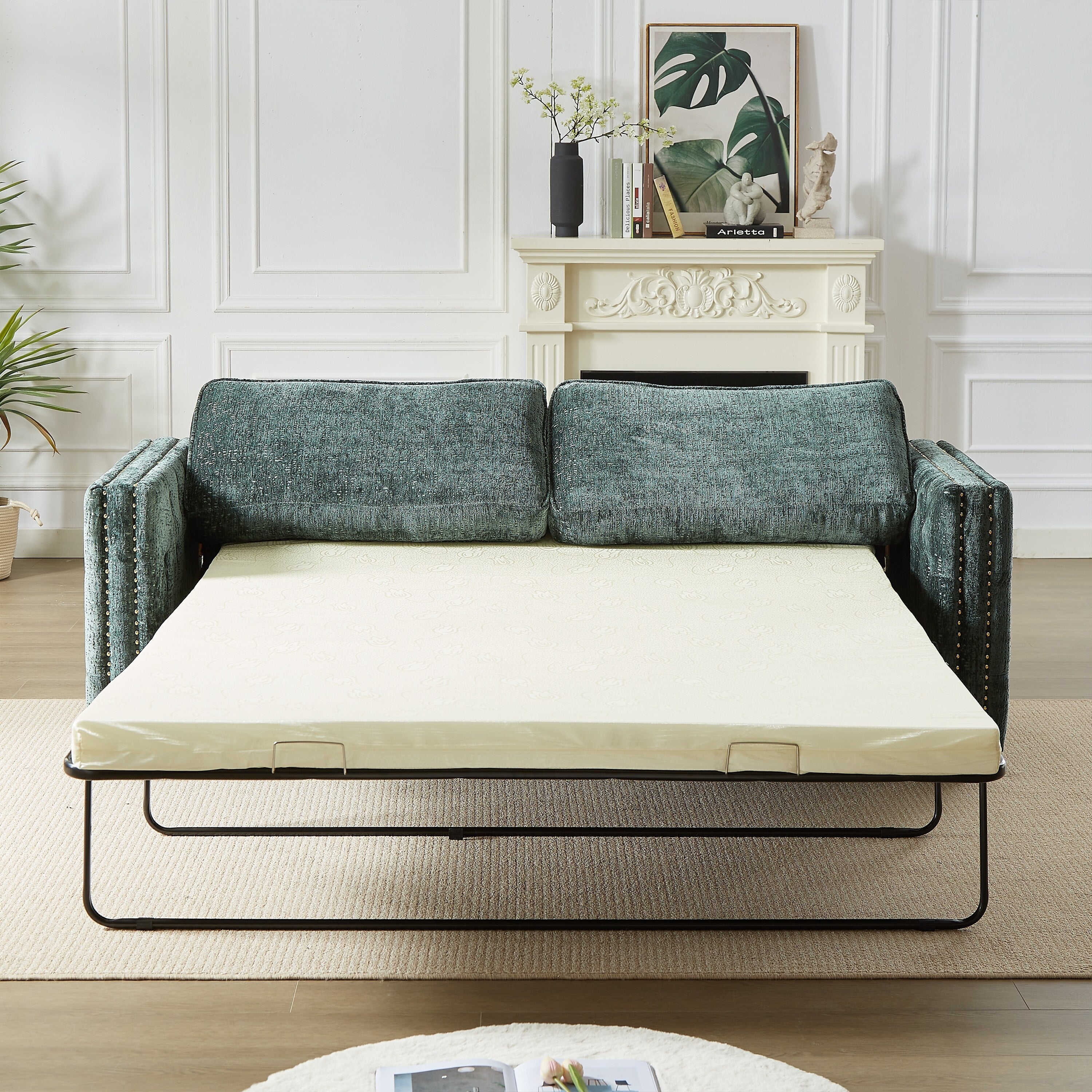 Canapé-lit en chenille avec matelas en mousse à mémoire de forme