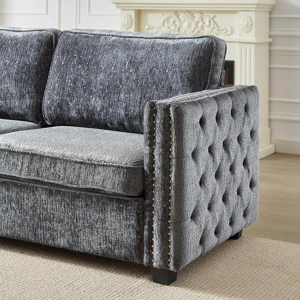 Canapé-lit en chenille avec matelas en mousse à mémoire de forme