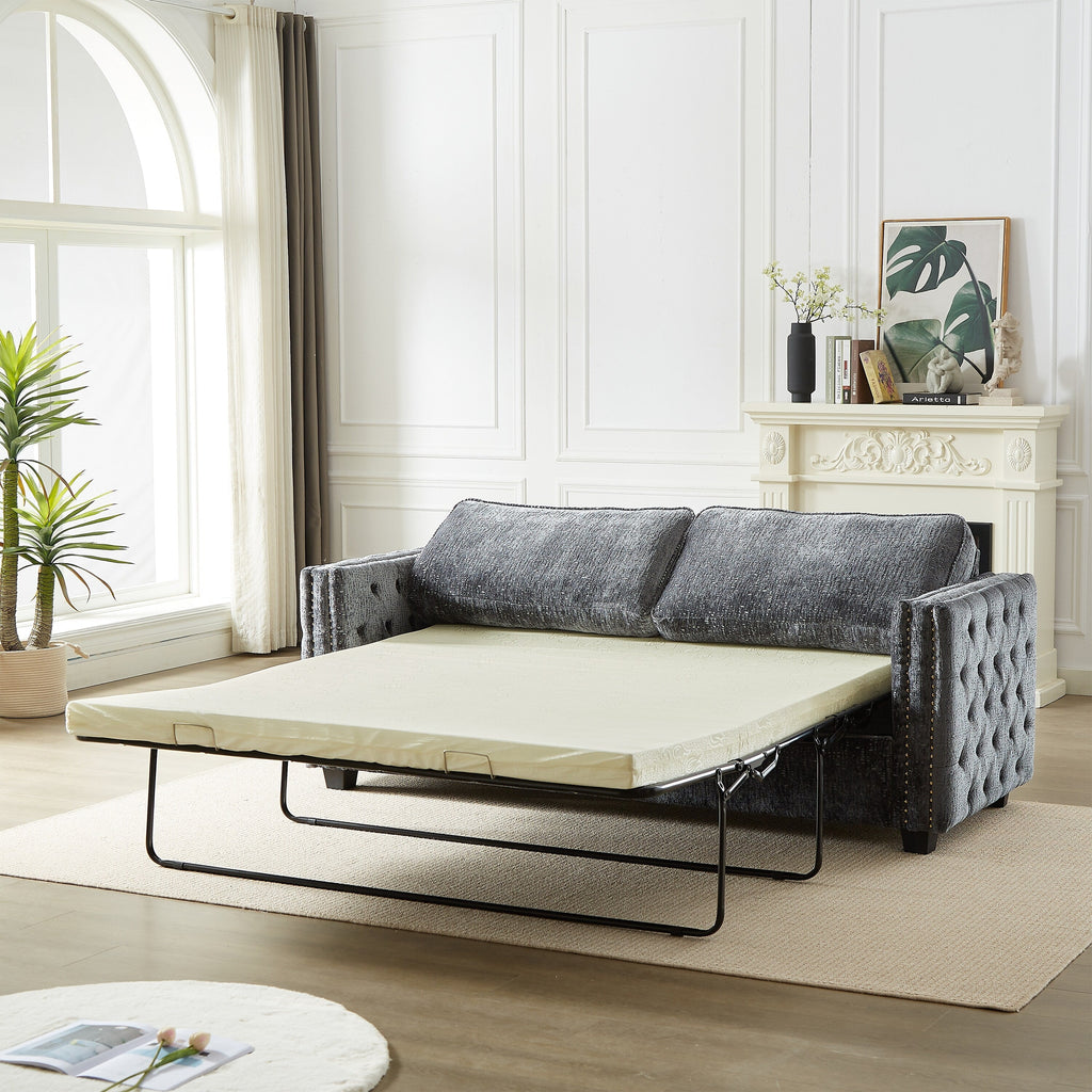 Canapé-lit en chenille avec matelas en mousse à mémoire de forme