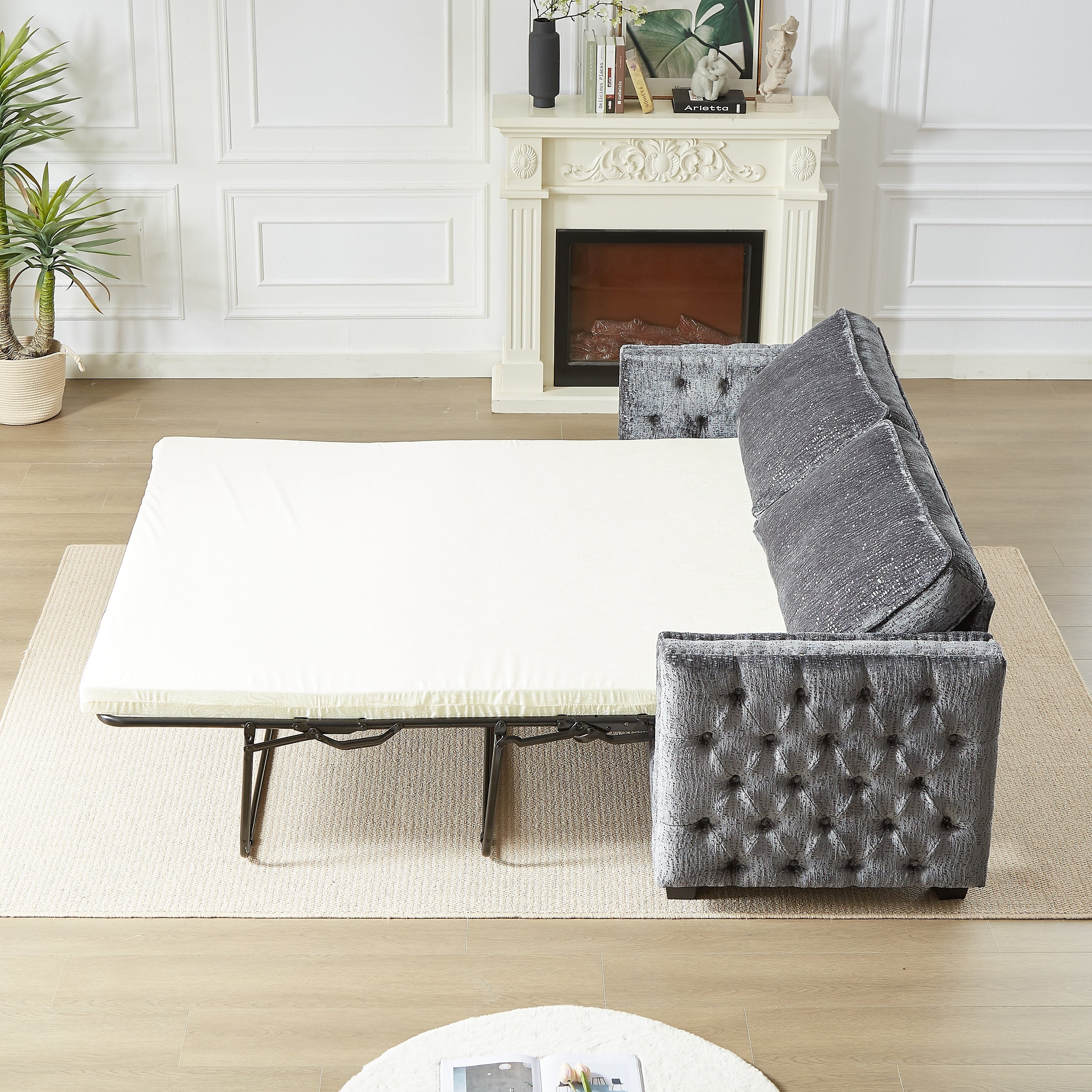 Canapé-lit en chenille avec matelas en mousse à mémoire de forme