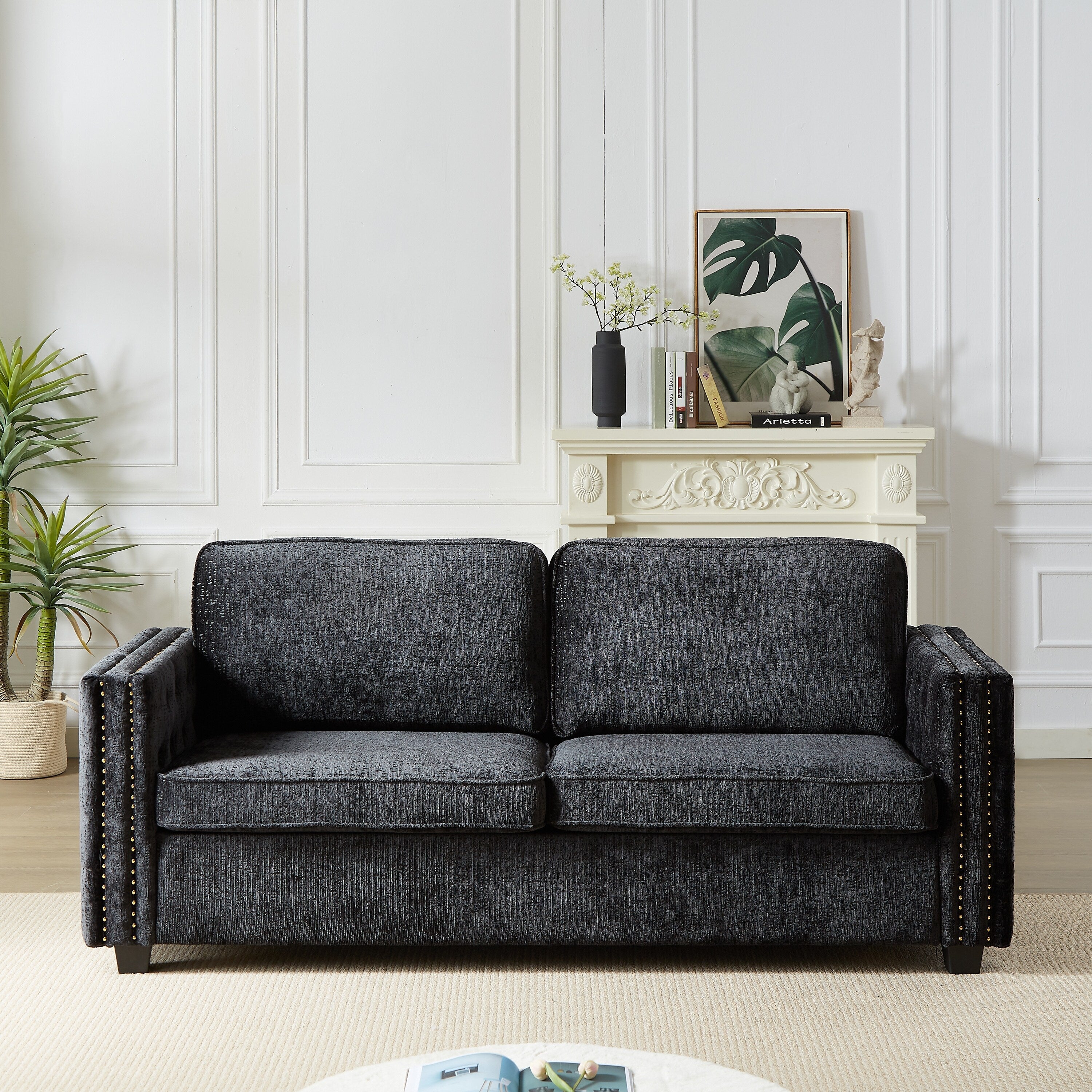 Canapé-lit en chenille avec matelas en mousse à mémoire de forme