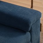 Canapé en chenille avec accoudoirs réglables et coussins extra épais