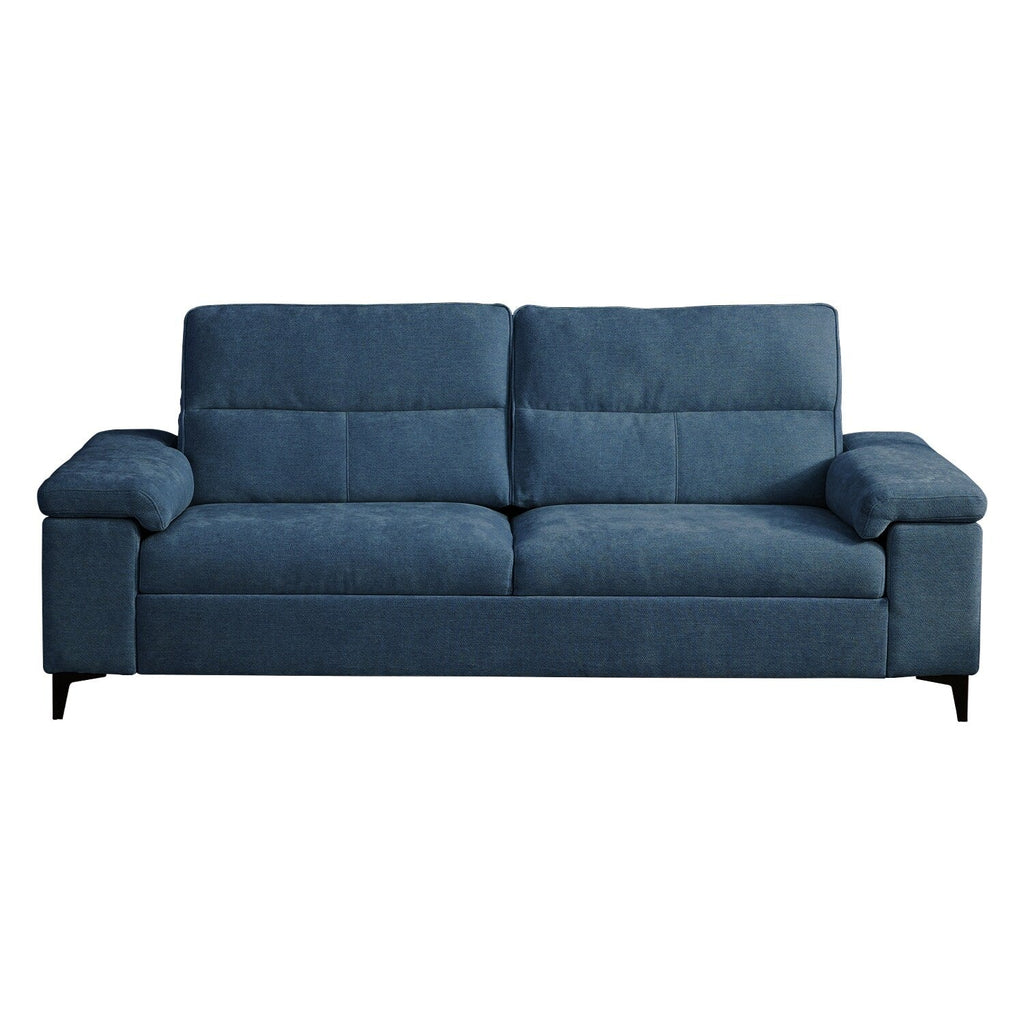 Canapé en chenille avec accoudoirs réglables et coussins extra épais