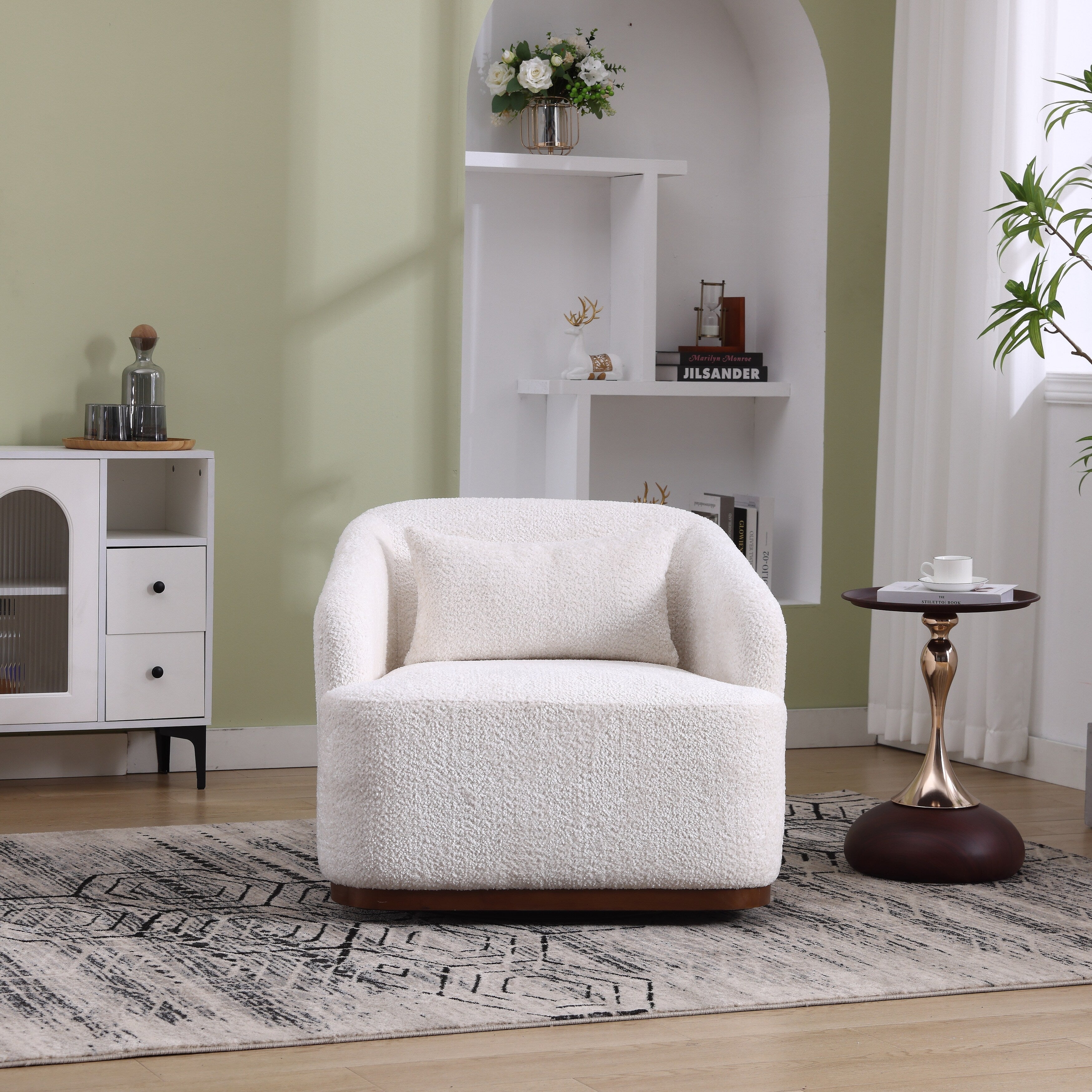 Fauteuil pivotant en chenille avec rotation à 360°, fauteuil d'appoint confortable pour salon, bureau ou salon