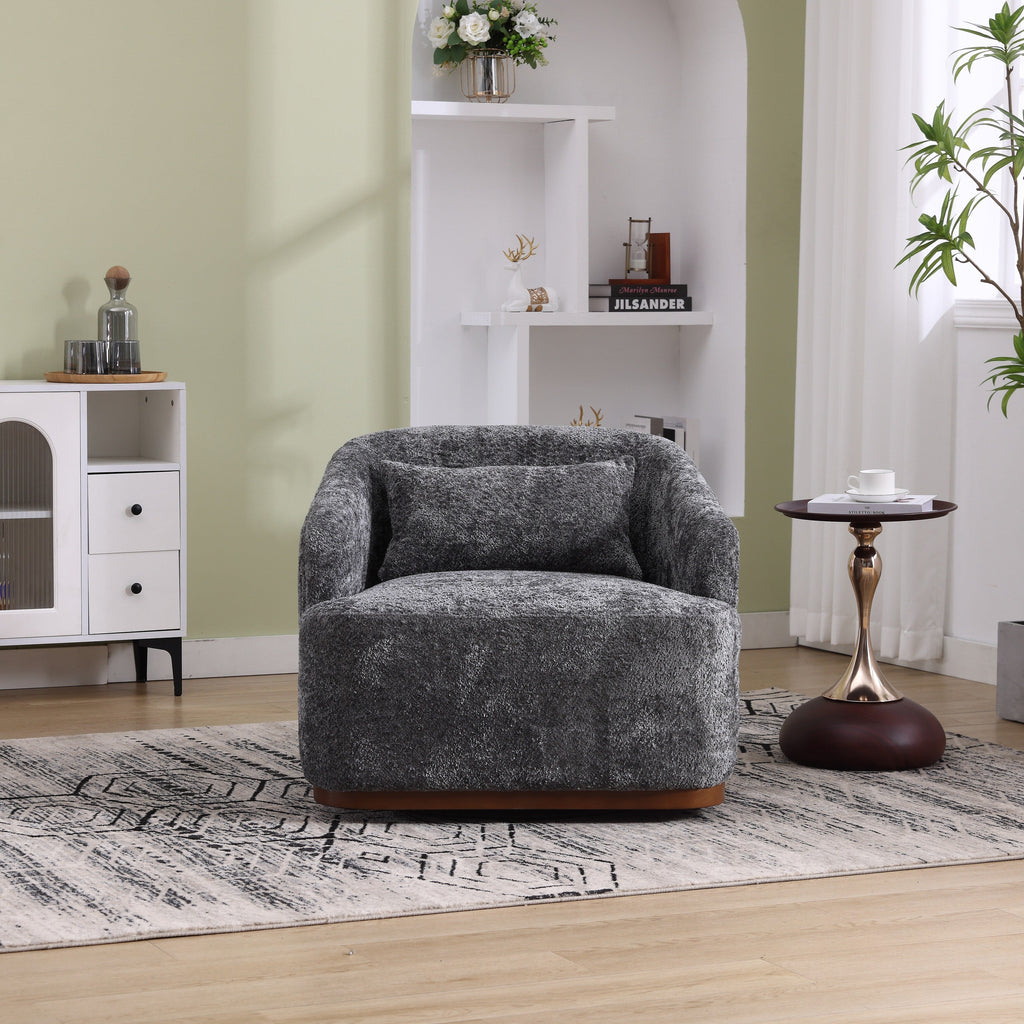Fauteuil pivotant en chenille avec rotation à 360°, fauteuil d'appoint confortable pour salon, bureau ou salon