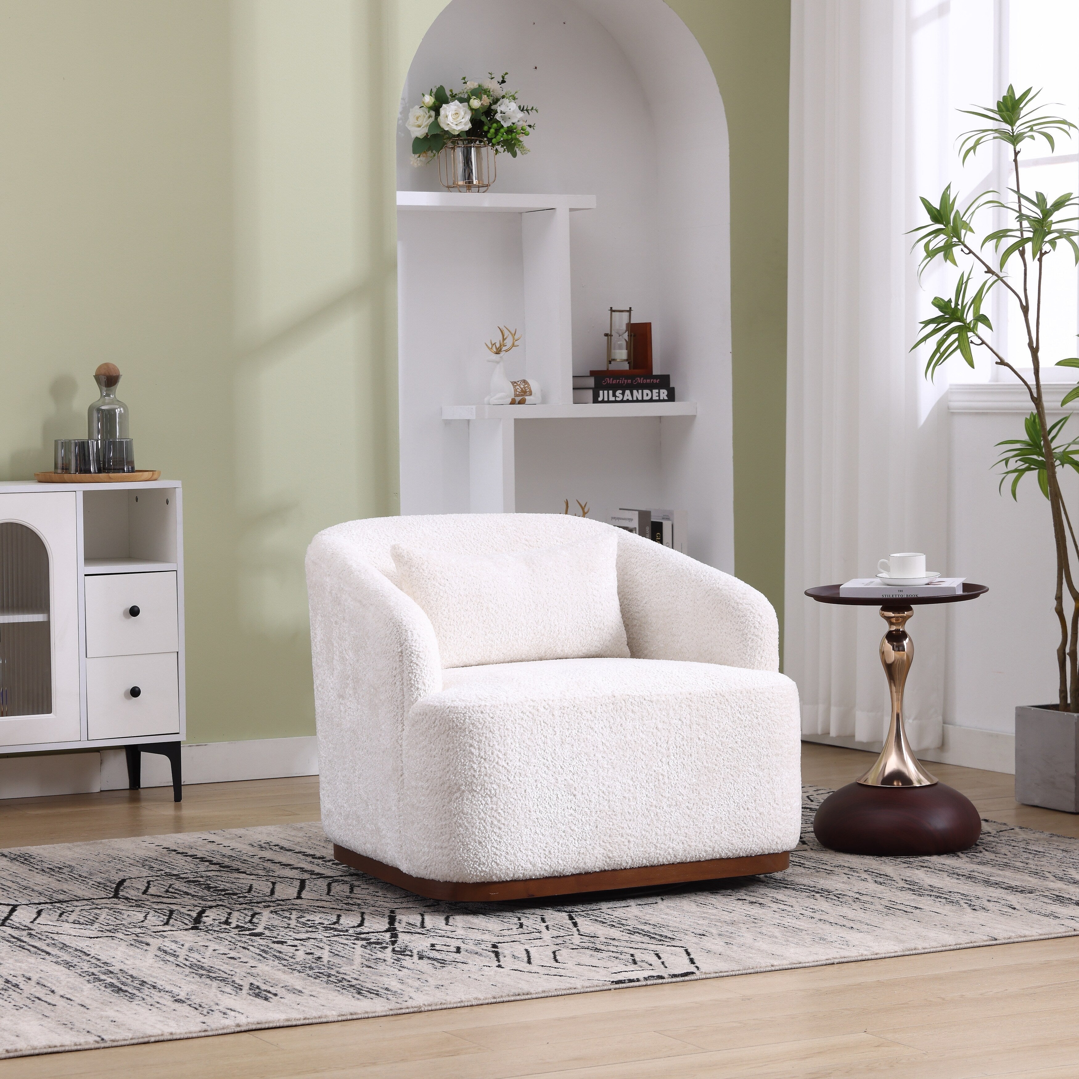 Fauteuil pivotant en chenille avec rotation à 360°, fauteuil d'appoint confortable pour salon, bureau ou salon