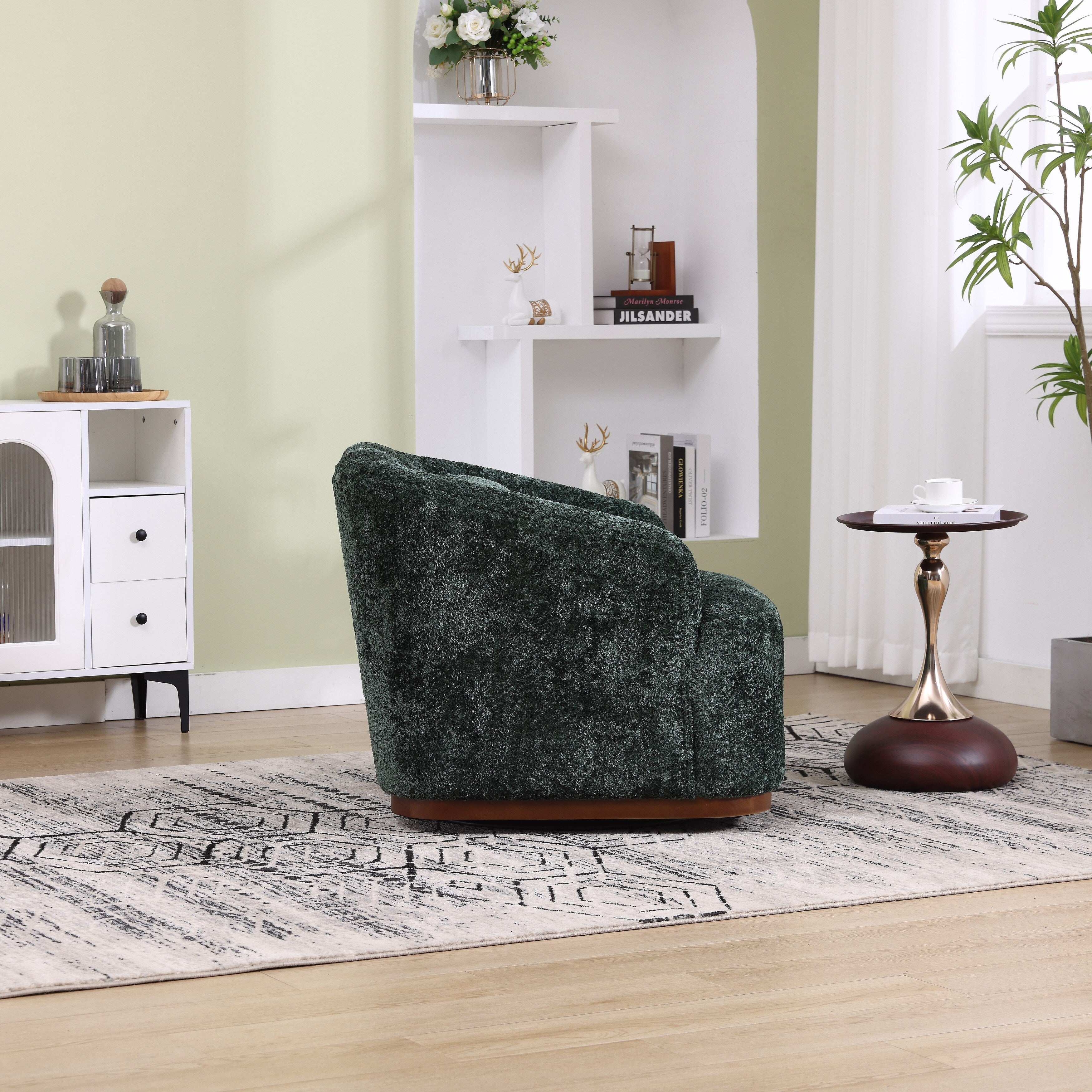 Fauteuil pivotant en chenille avec rotation à 360°, fauteuil d'appoint confortable pour salon, bureau ou salon