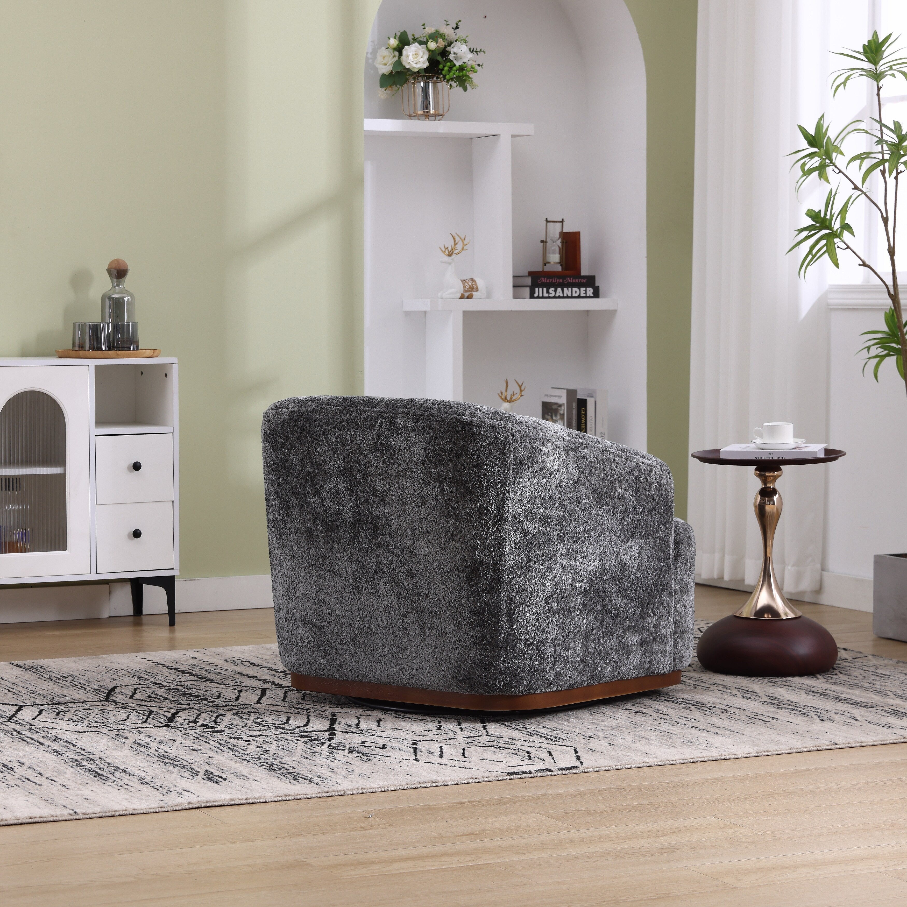 Fauteuil pivotant en chenille avec rotation à 360°, fauteuil d'appoint confortable pour salon, bureau ou salon