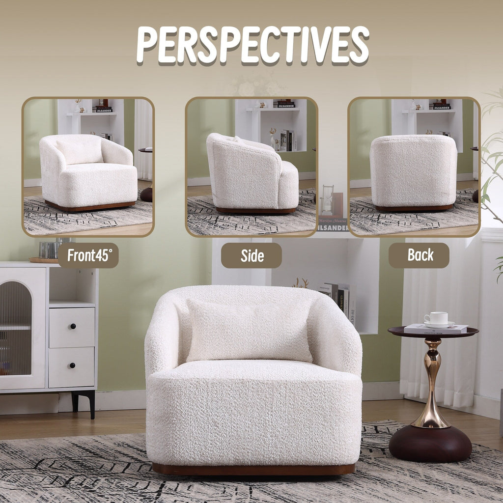 Fauteuil pivotant en chenille, canapé d'appoint confortable à 360 degrés pour salon, chambre et bureau avec coussin amovible
