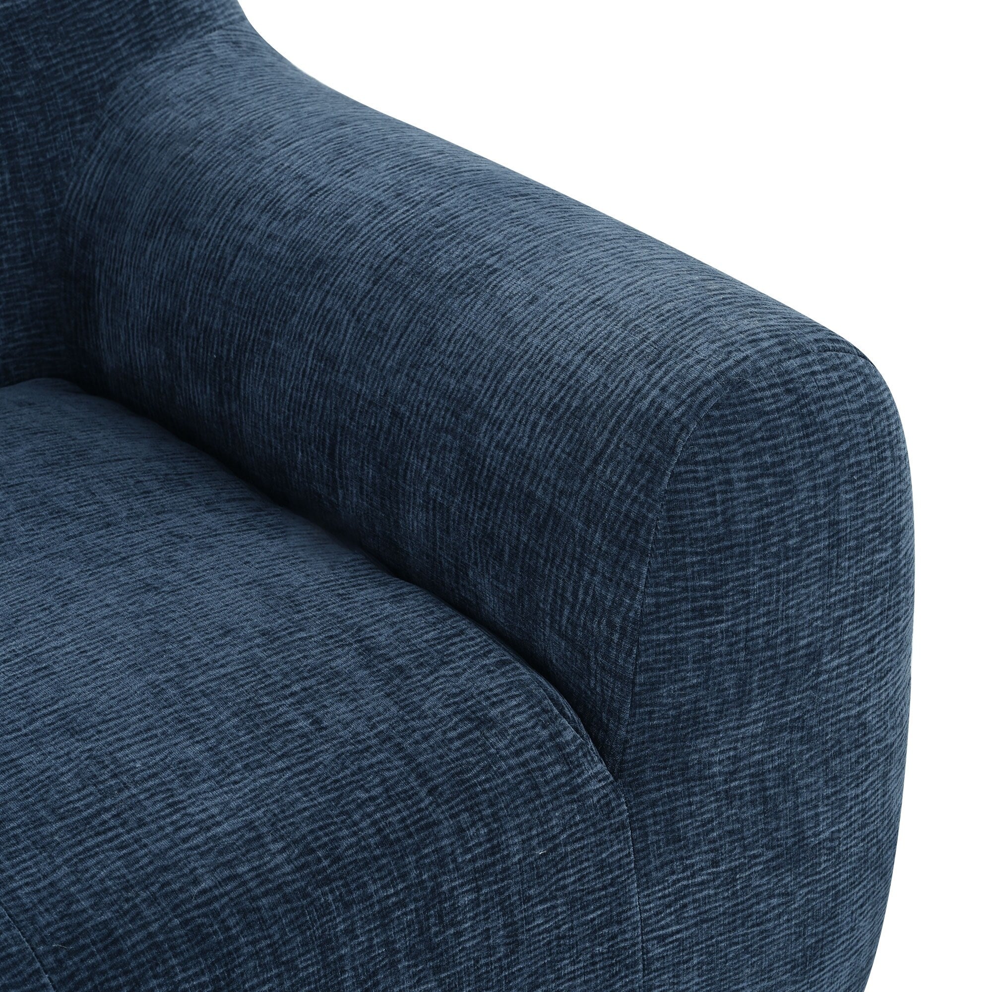 Canapé 3 places rembourré en chenille avec accoudoirs ronds, canapé de salon avec coussin capitonné, canapé futon entièrement en éponge compressée