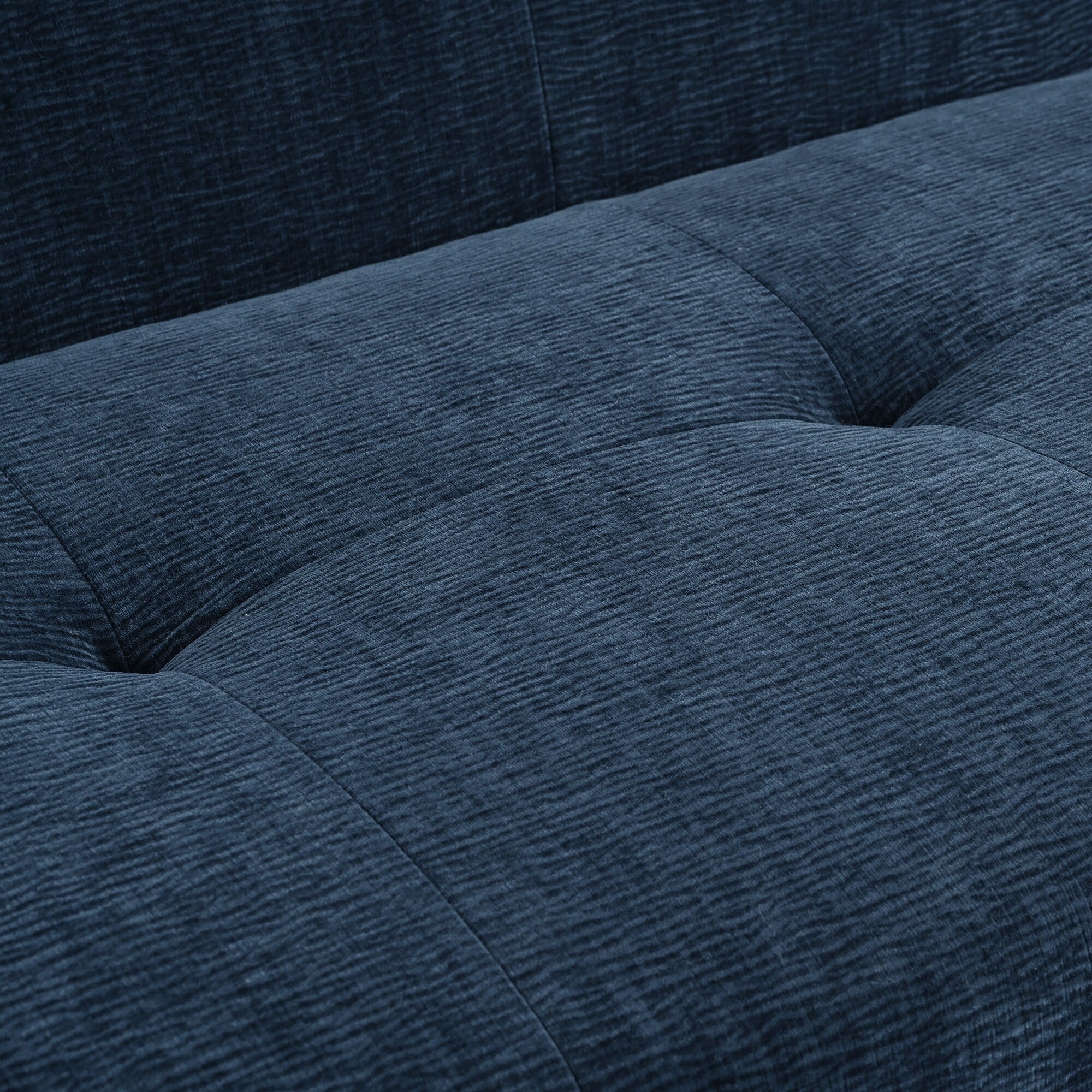 Canapé 3 places rembourré en chenille avec accoudoirs ronds, canapé de salon avec coussin capitonné, canapé futon entièrement en éponge compressée