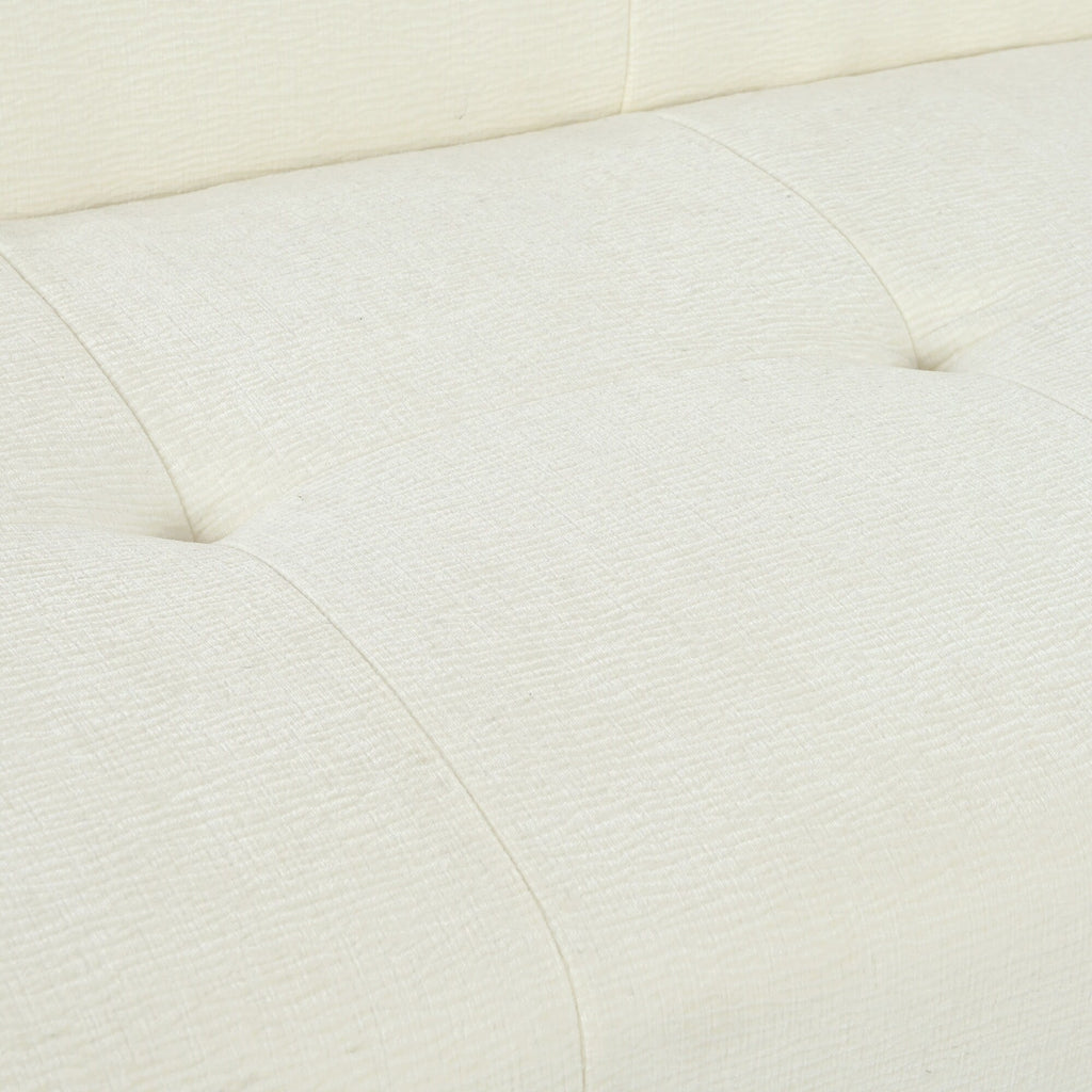 Canapé 3 places rembourré en chenille avec accoudoirs ronds, canapé de salon avec coussin capitonné, canapé futon entièrement en éponge compressée