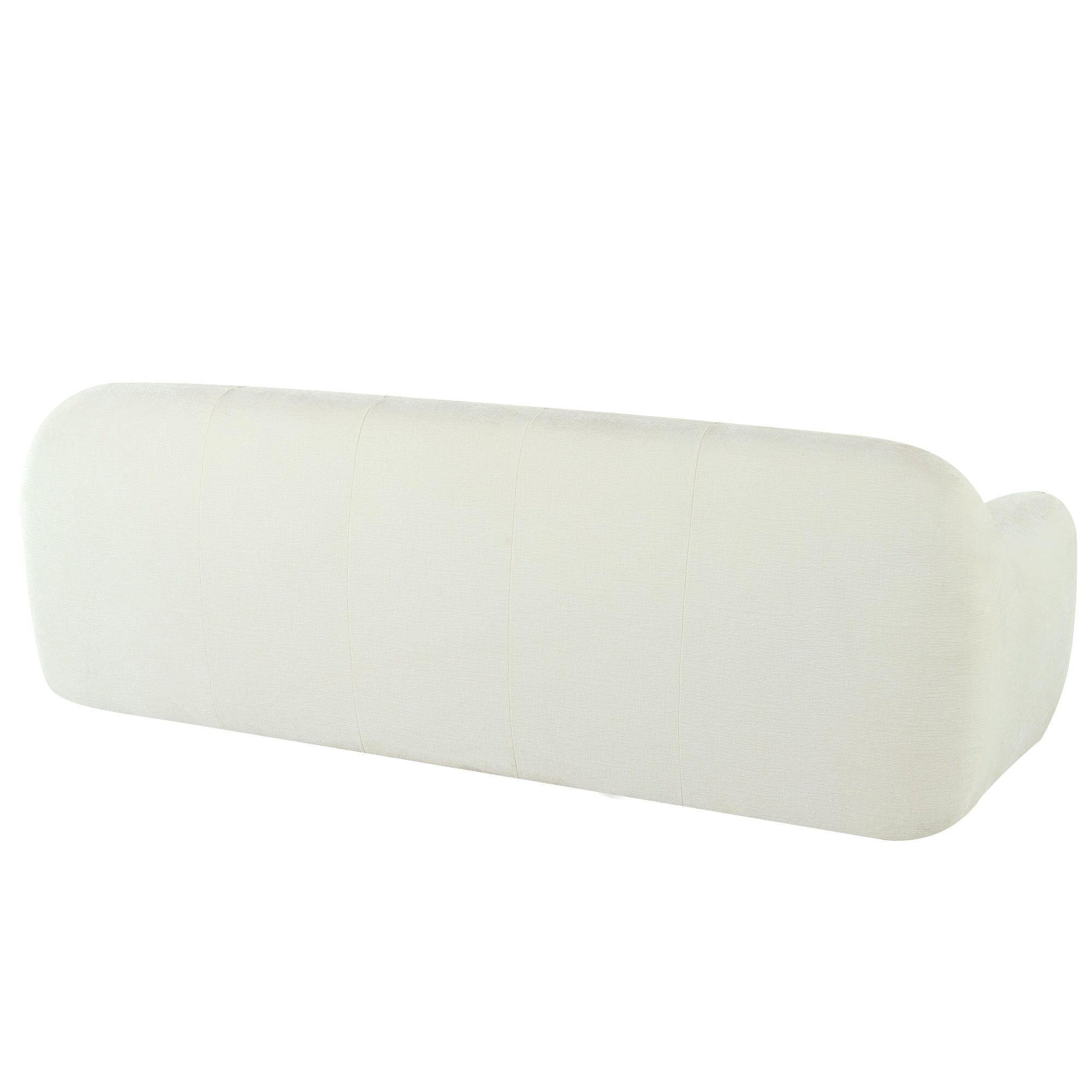 Canapé 3 places rembourré en chenille avec accoudoirs ronds, canapé de salon avec coussin capitonné, canapé futon entièrement en éponge compressée