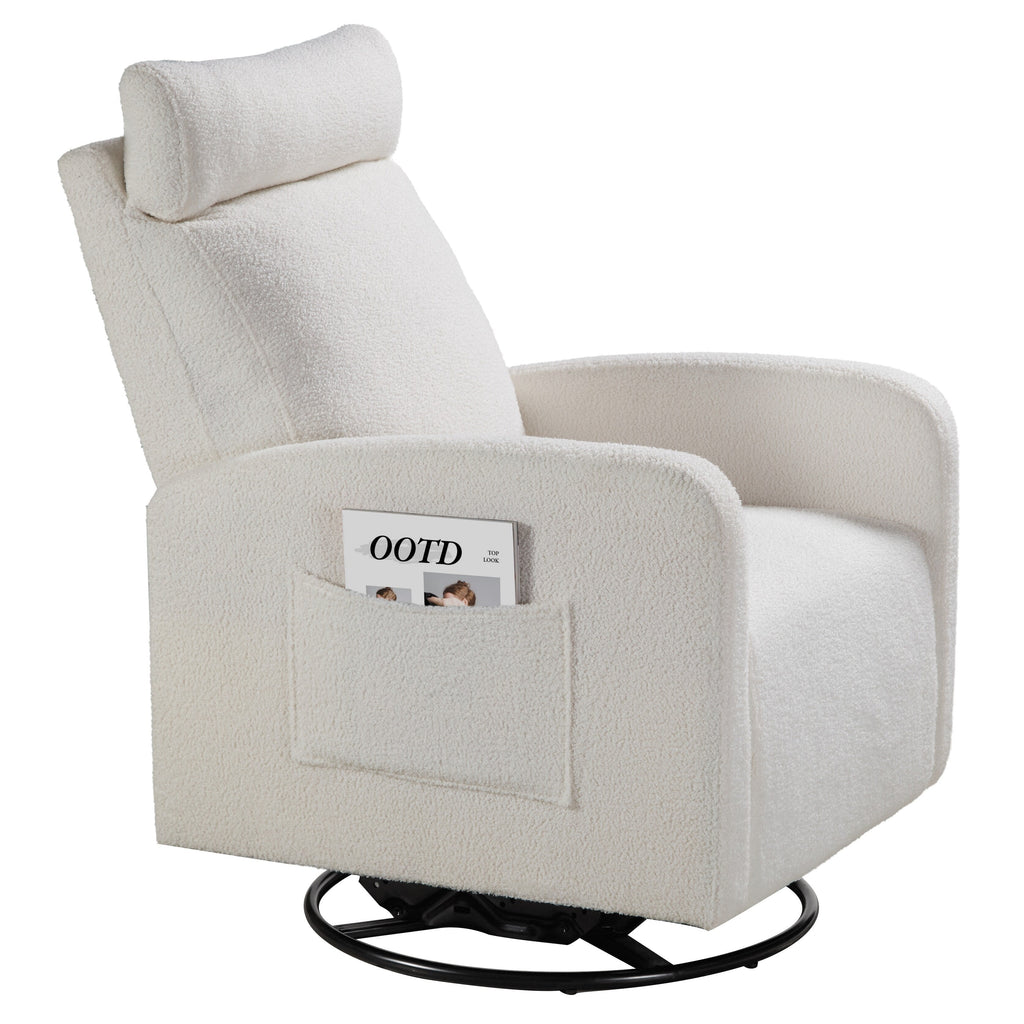 Fauteuil inclinable manuel pivotant à 360° avec coussin épais et poches latérales