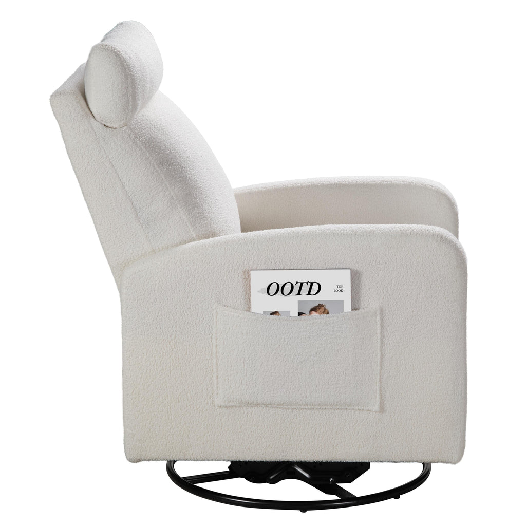 Fauteuil inclinable manuel pivotant à 360° avec coussin épais et poches latérales