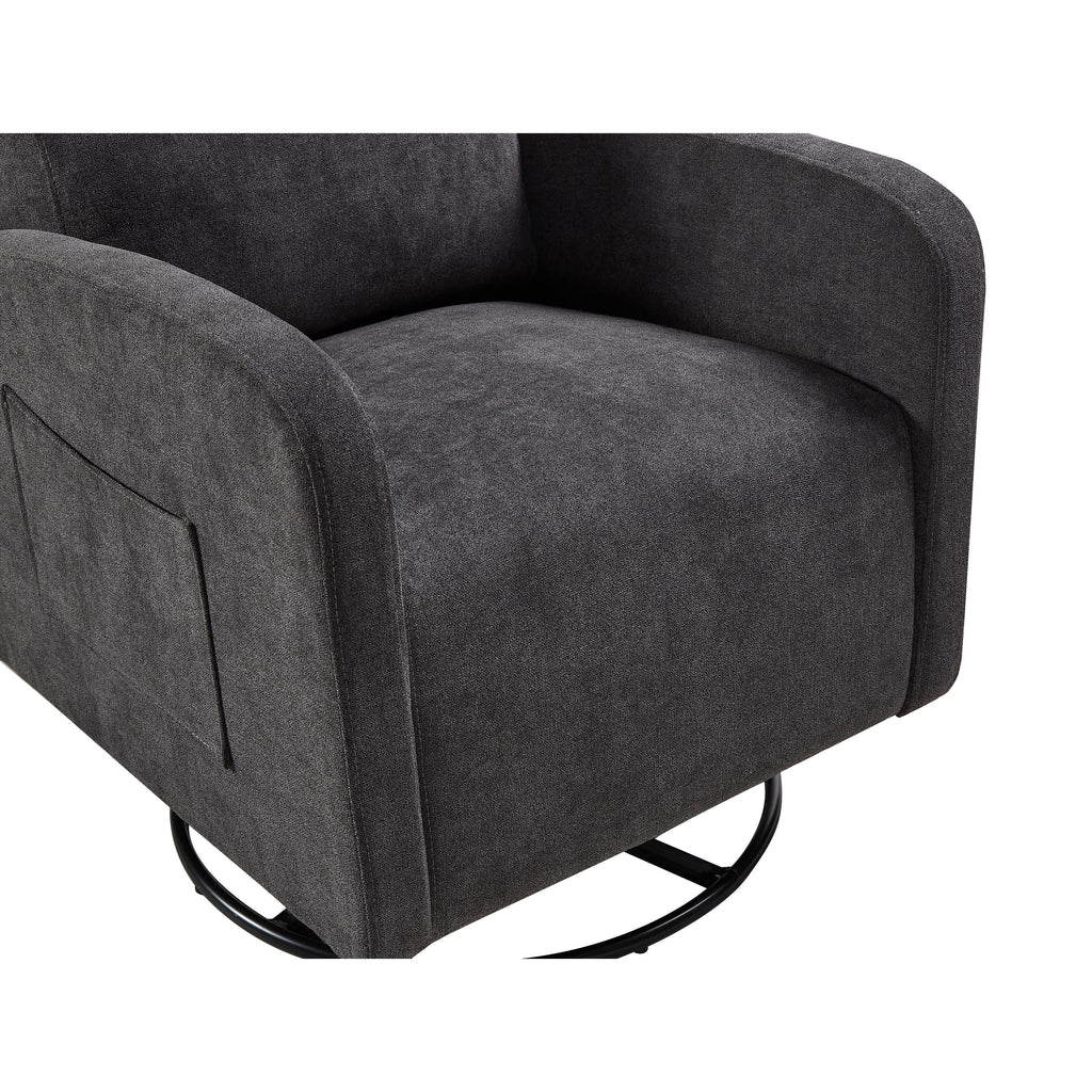 Fauteuil inclinable manuel pivotant à 360° avec coussin épais et poches latérales