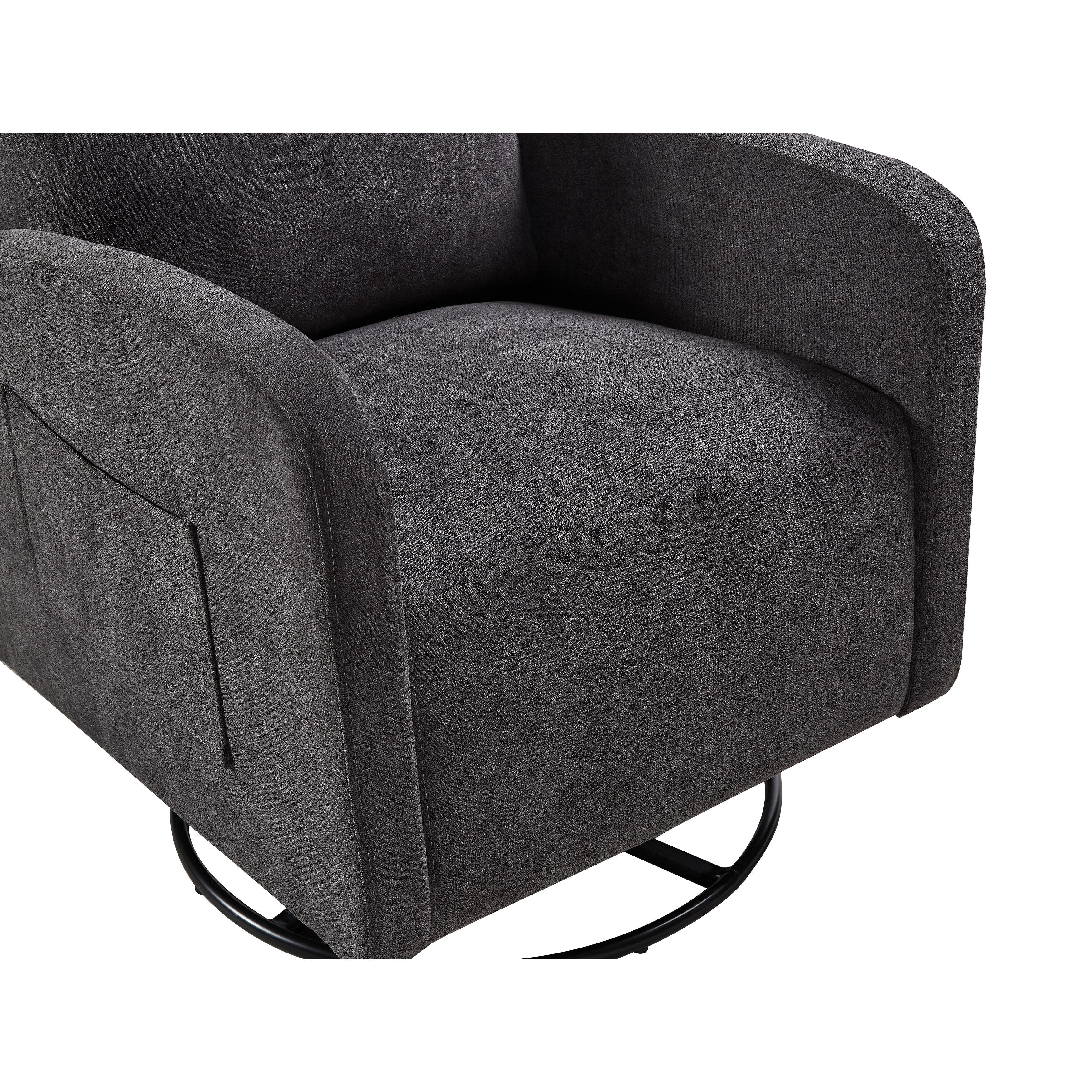 Fauteuil inclinable manuel pivotant à 360° avec coussin épais et poches latérales