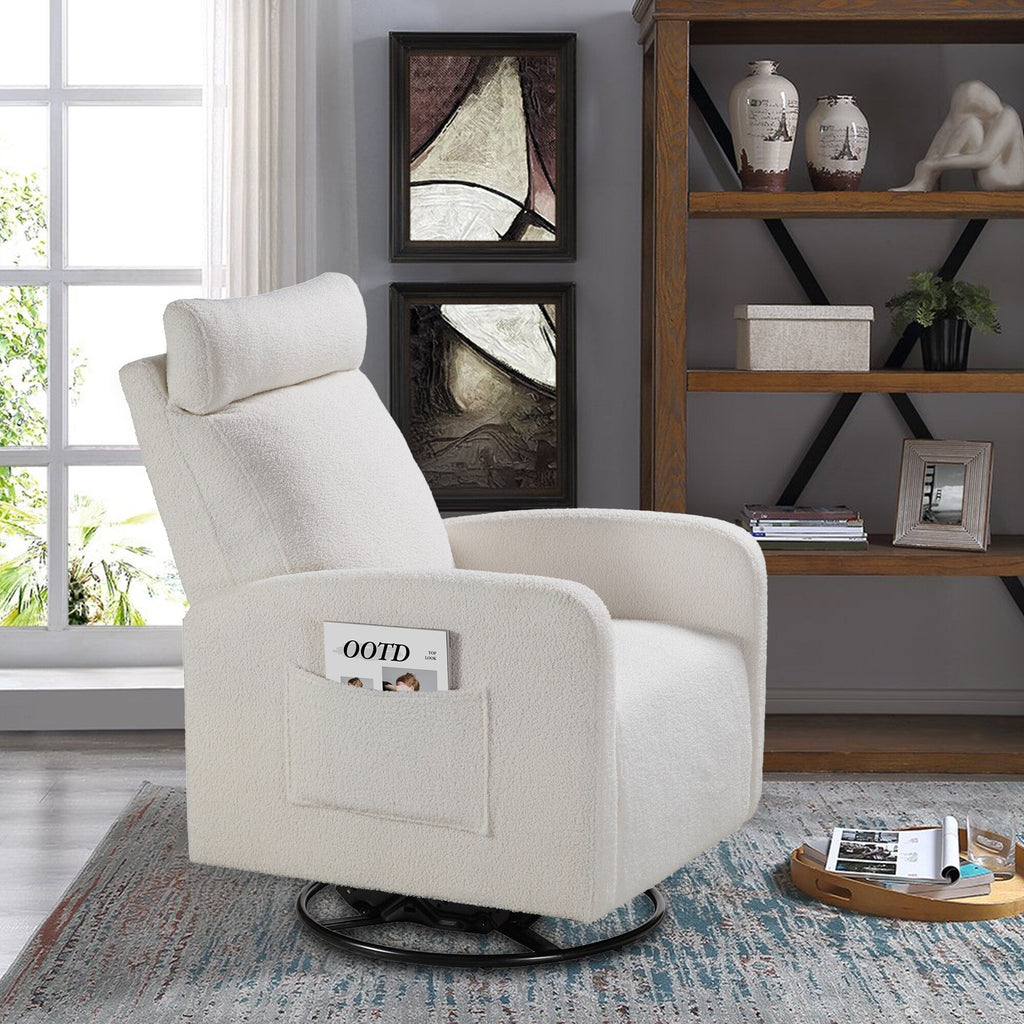 Fauteuil inclinable manuel pivotant à 360° avec coussin épais et poches latérales