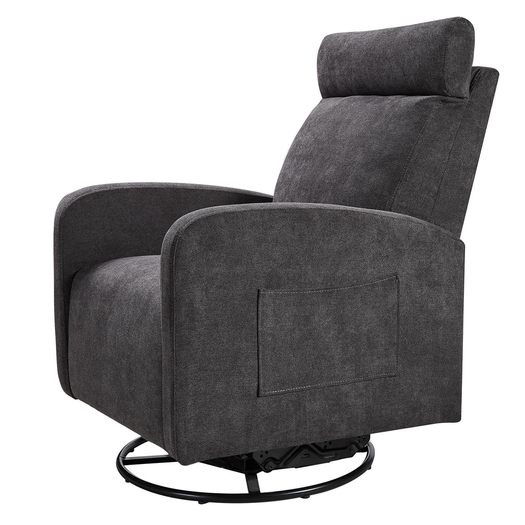 Fauteuil inclinable manuel pivotant à 360° avec coussin épais et poches latérales