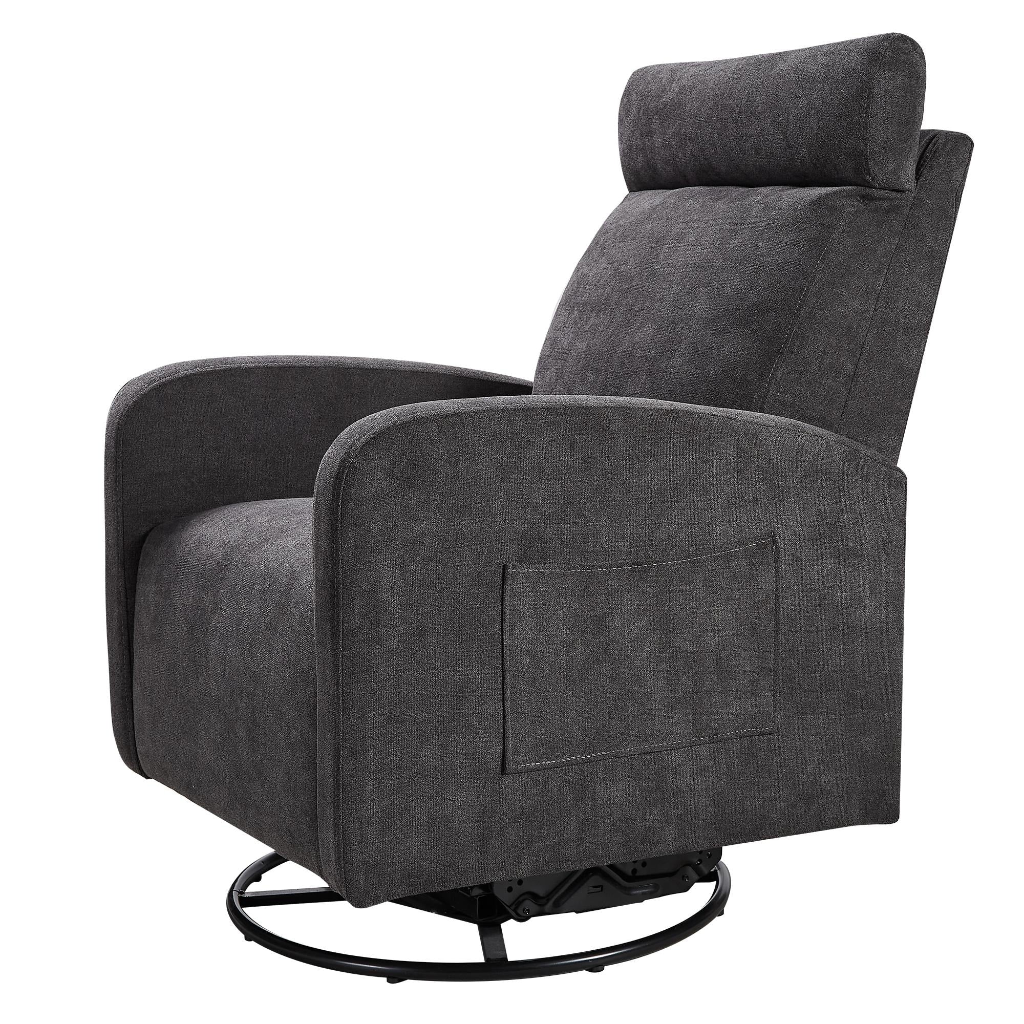 Fauteuil inclinable manuel pivotant à 360° avec coussin épais et poches latérales