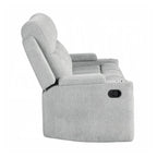 Canapé à mouvement manuel rembourré en chenille avec 2 porte-gobelets, gris clair