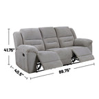 Canapé inclinable manuel rembourré en chenille avec accoudoirs coussinés, gris