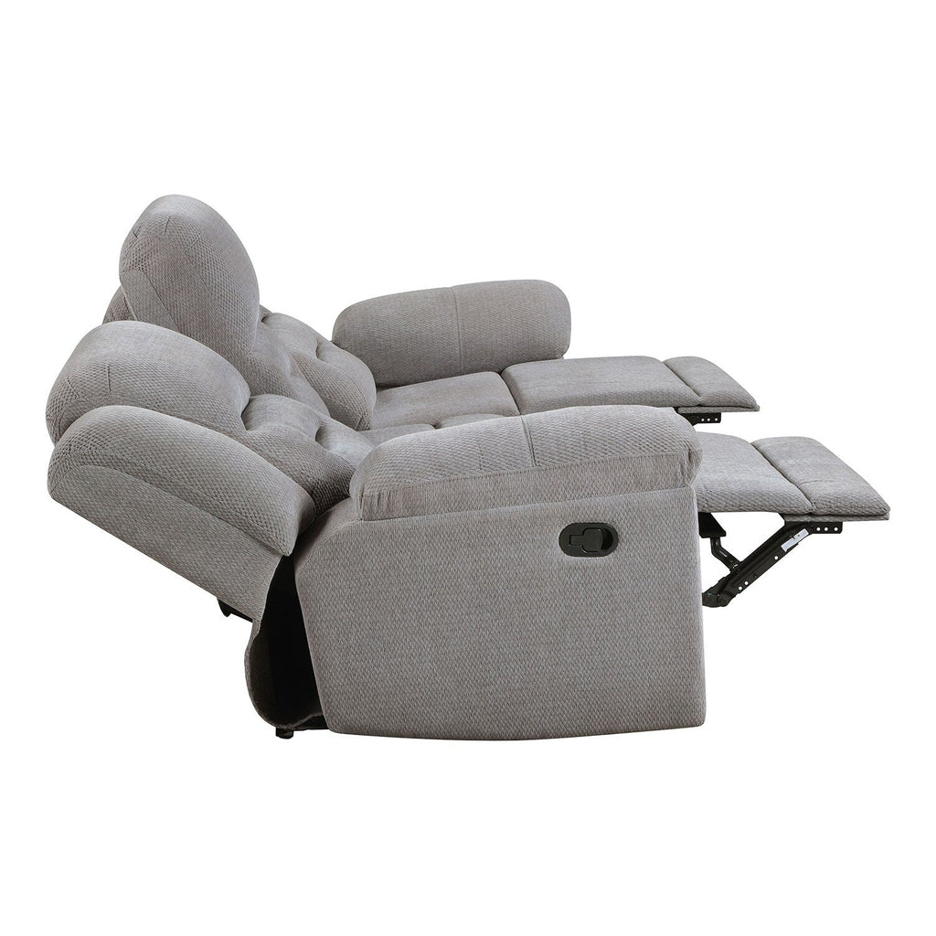 Canapé inclinable manuel rembourré en chenille avec accoudoirs coussinés, gris