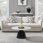 Canapé rembourré en chenille beige avec 4 coussins