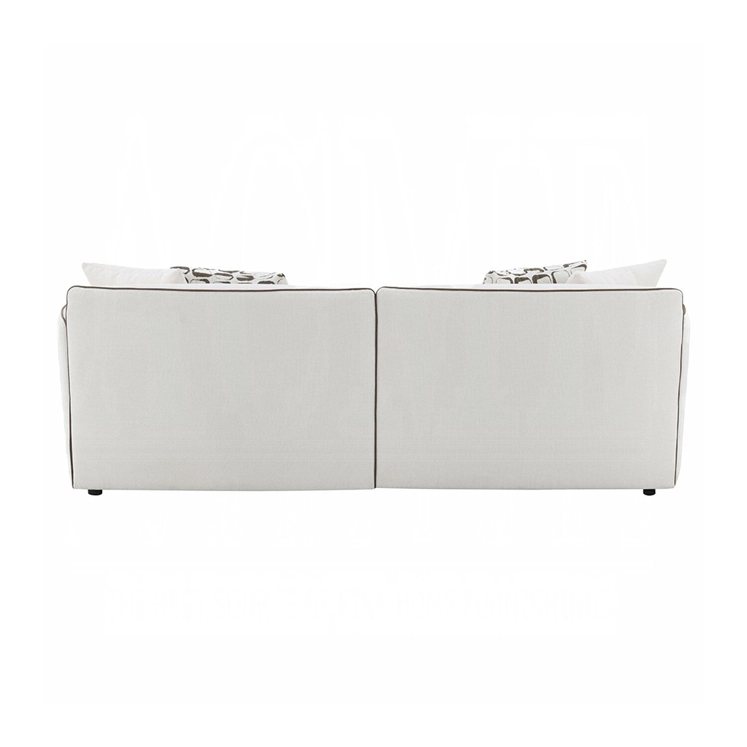 Canapé rembourré en chenille beige avec 4 coussins