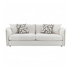 Canapé rembourré en chenille beige avec 4 coussins