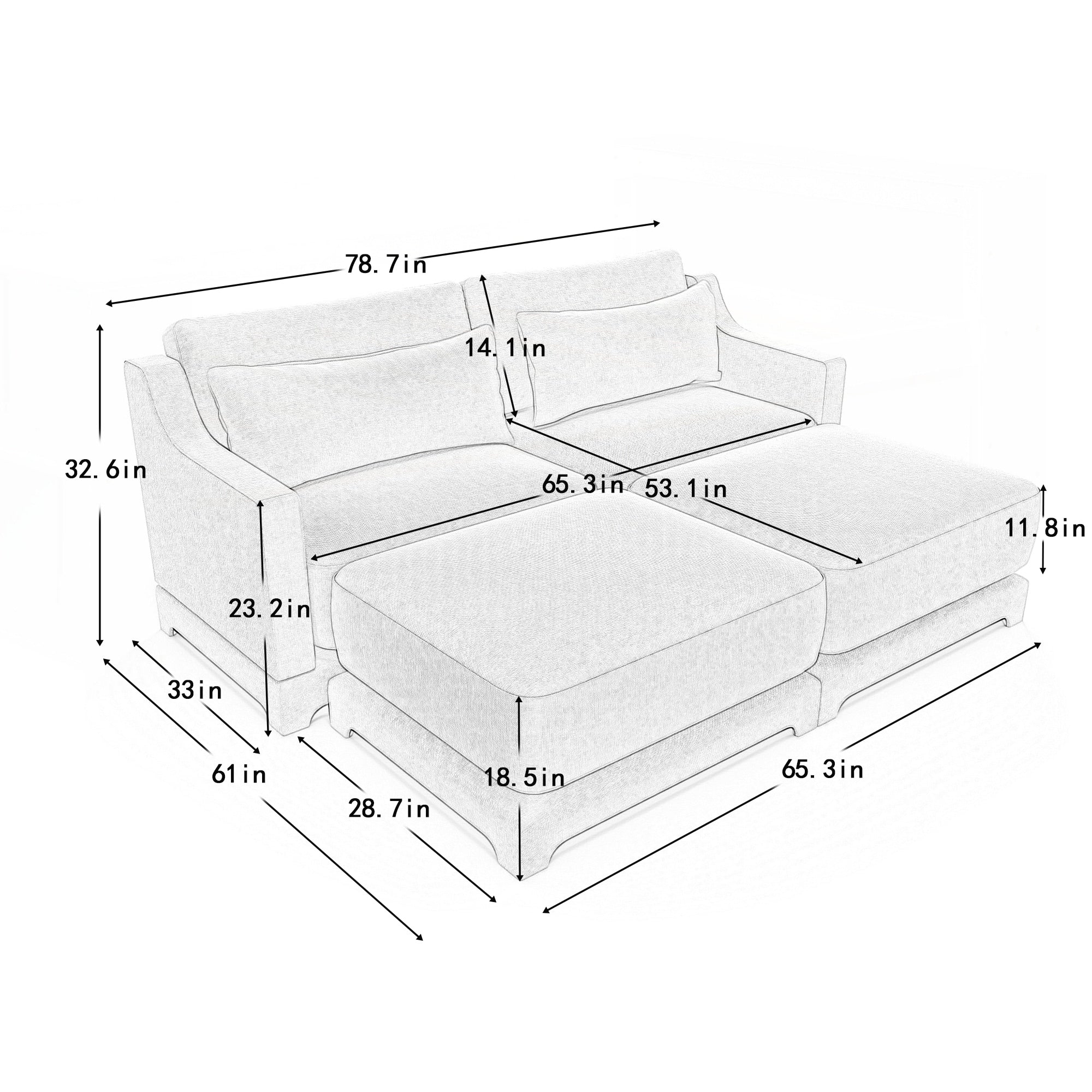 Canapé deux places en tissu chenille