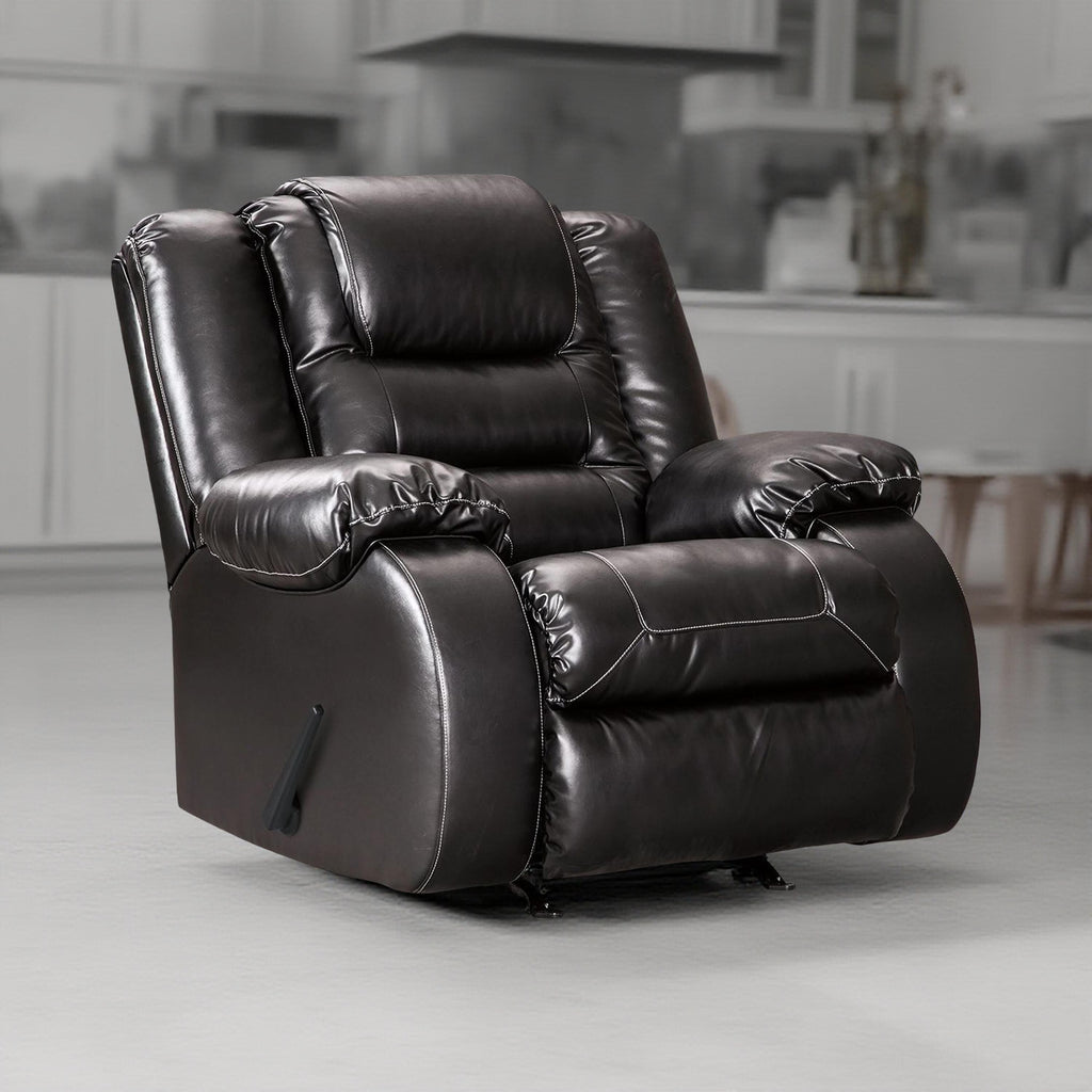 Fauteuil inclinable à bascule manuel Cherie, similicuir noir brillant moelleux