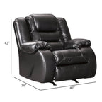 Fauteuil inclinable à bascule manuel Cherie, similicuir noir brillant moelleux