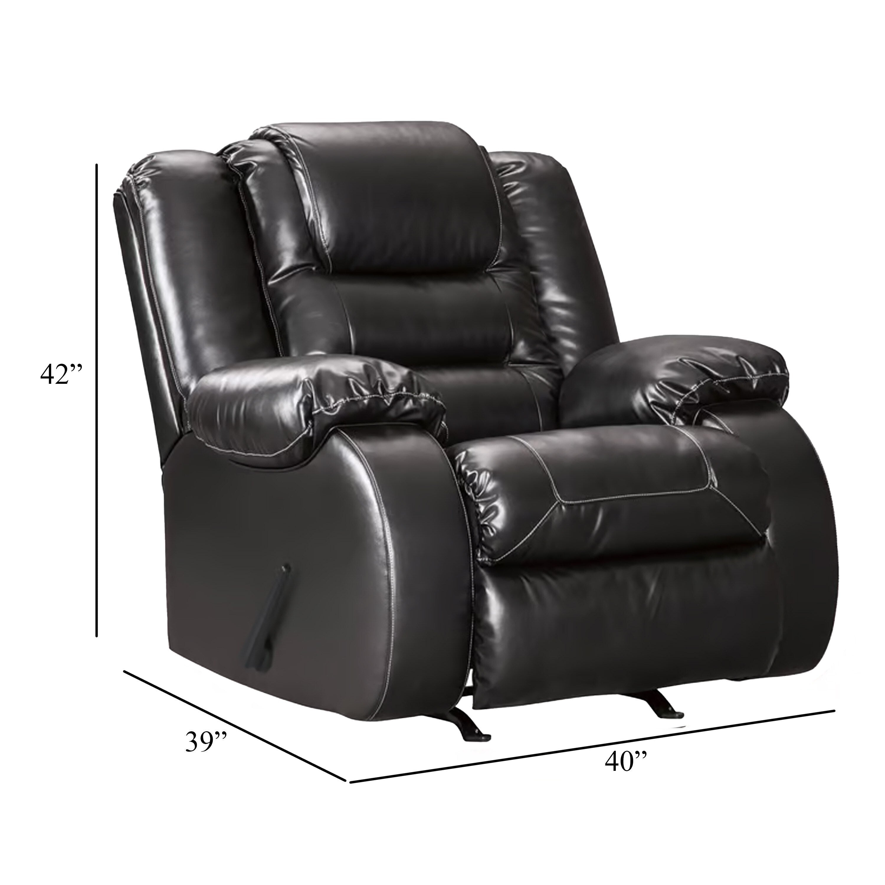 Fauteuil inclinable à bascule manuel Cherie, similicuir noir brillant moelleux