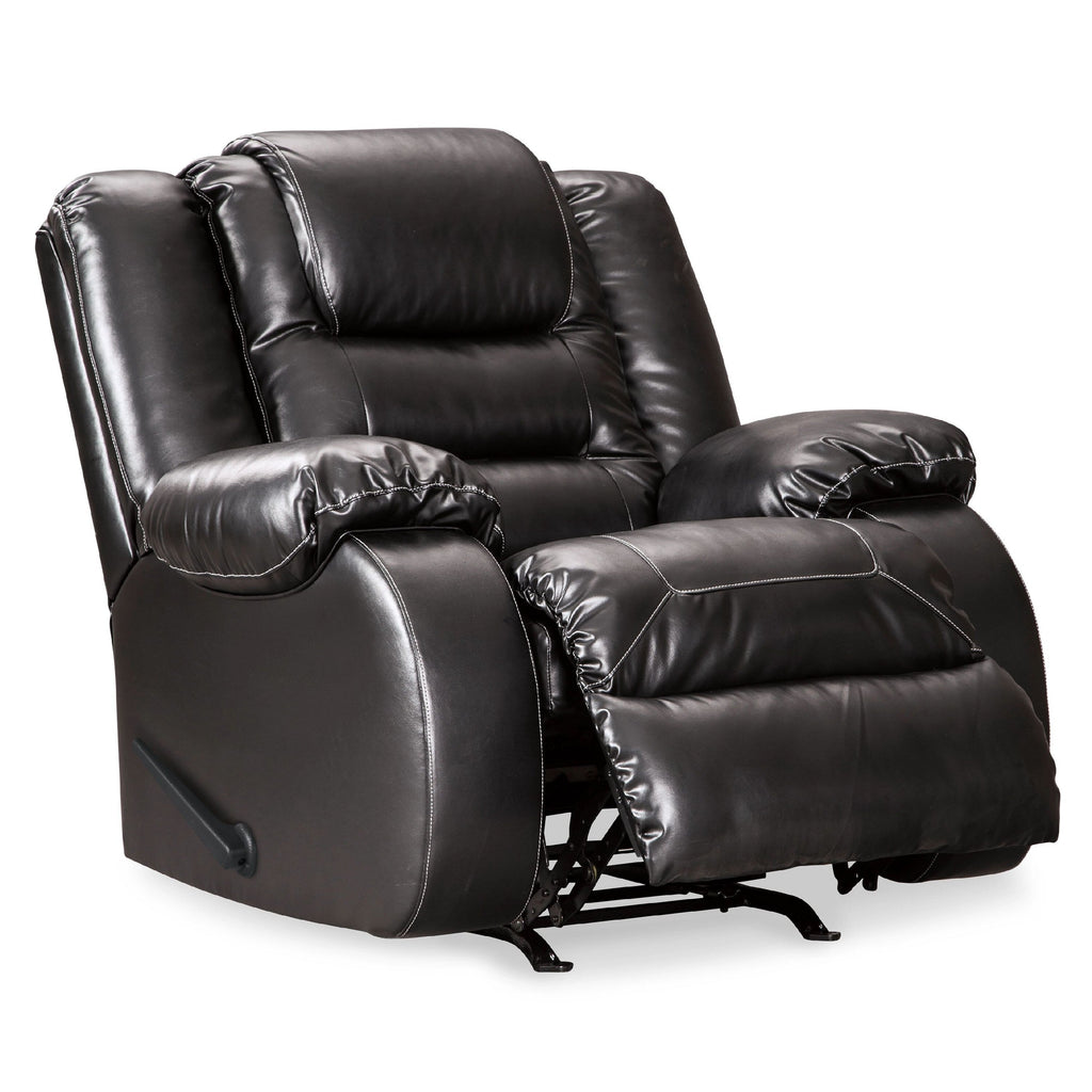 Fauteuil inclinable à bascule manuel Cherie, similicuir noir brillant moelleux