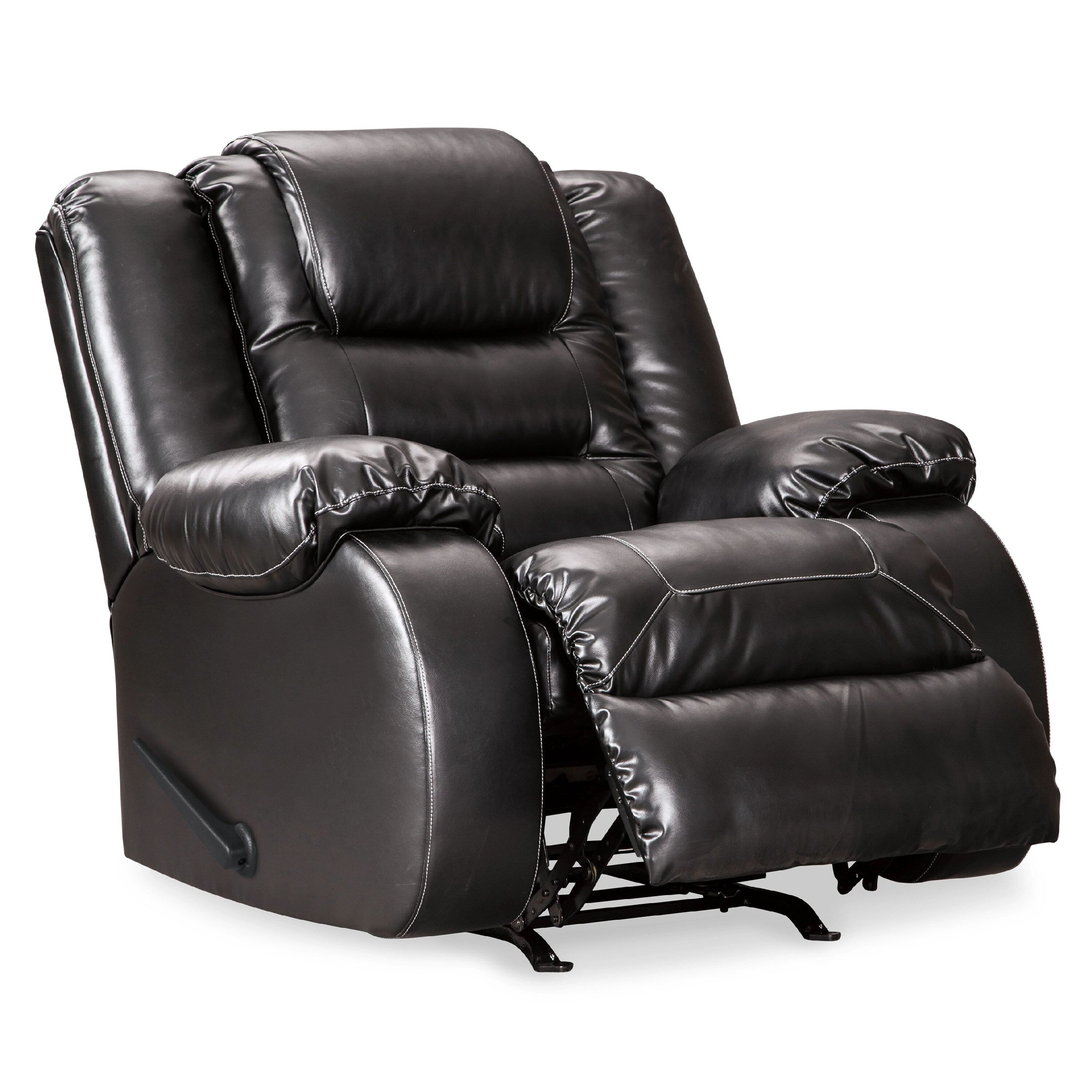 Fauteuil inclinable à bascule manuel Cherie, similicuir noir brillant moelleux