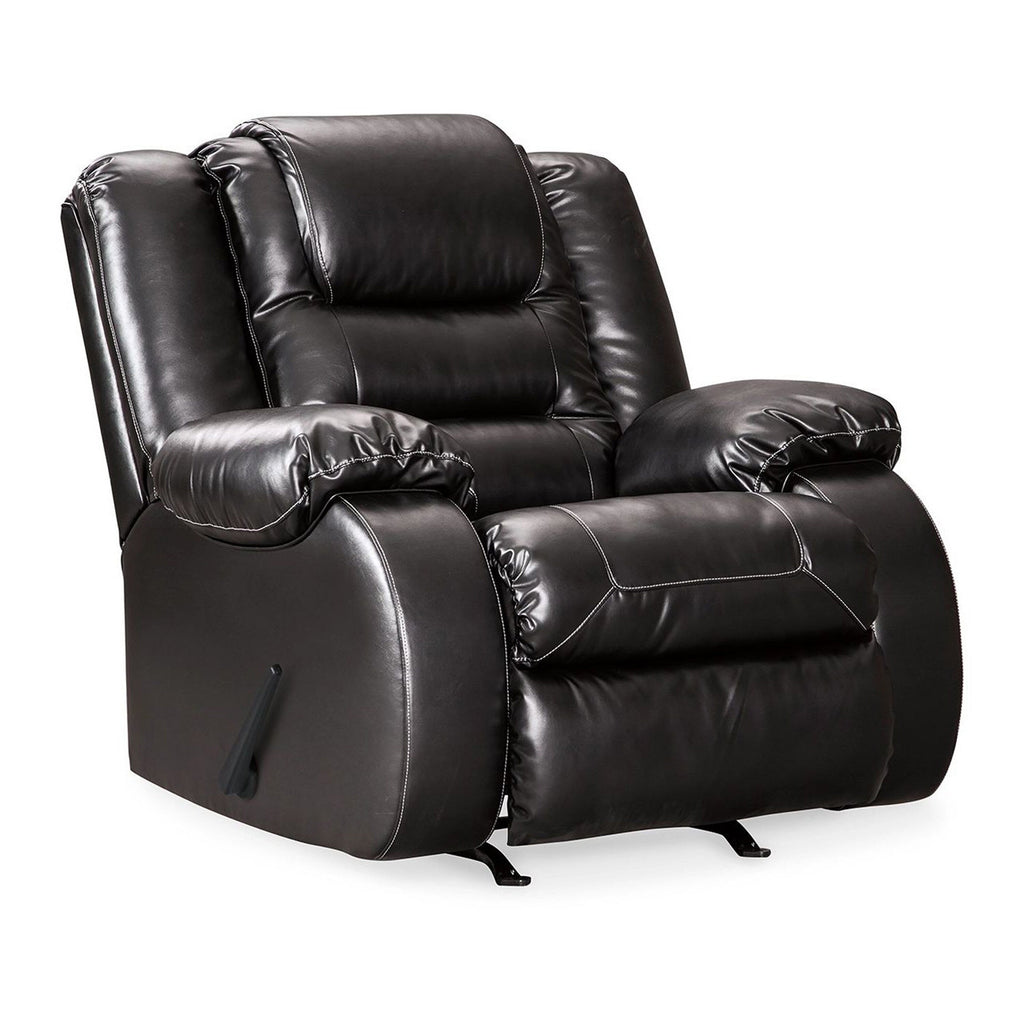 Fauteuil inclinable à bascule manuel Cherie, similicuir noir brillant moelleux