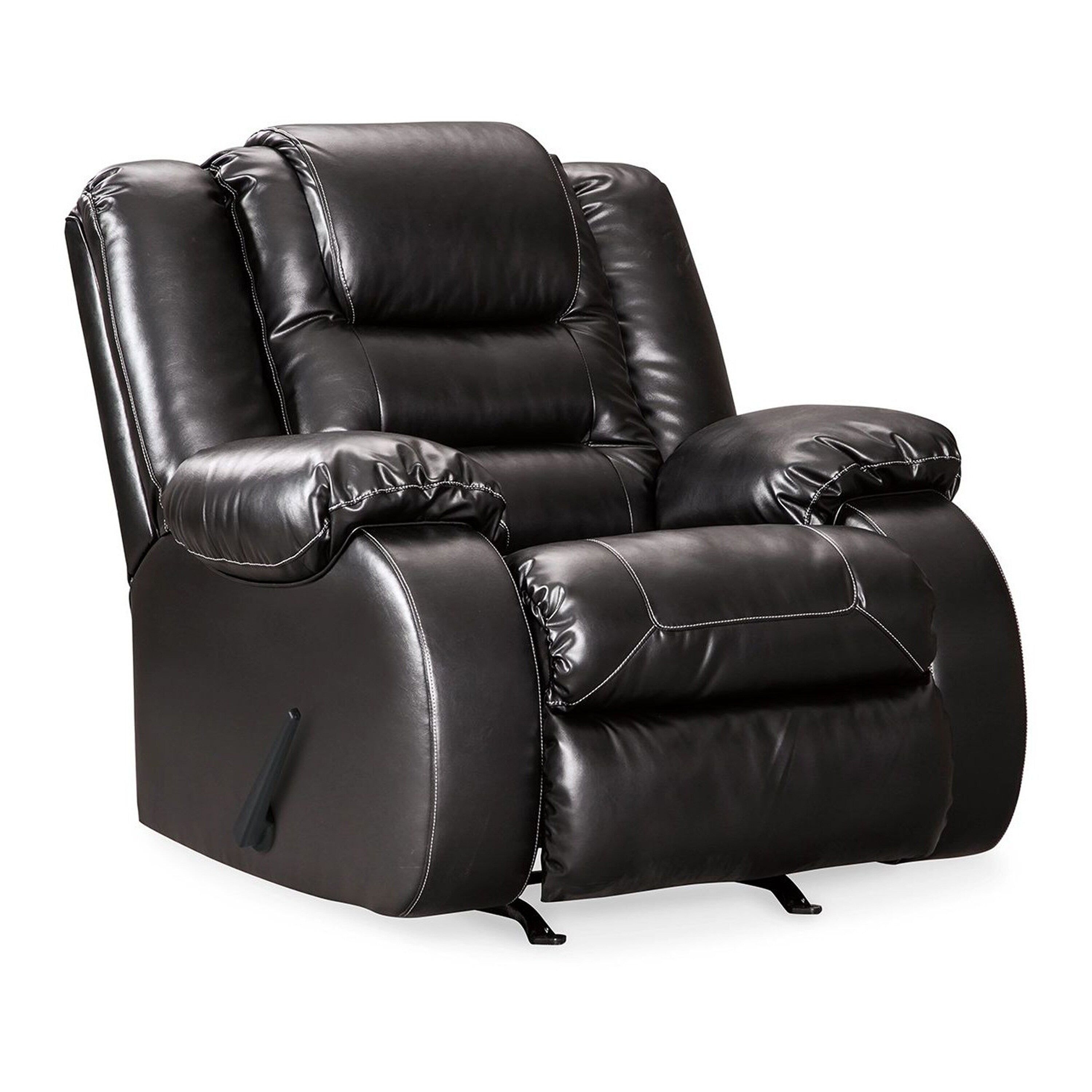 Fauteuil inclinable à bascule manuel Cherie, similicuir noir brillant moelleux