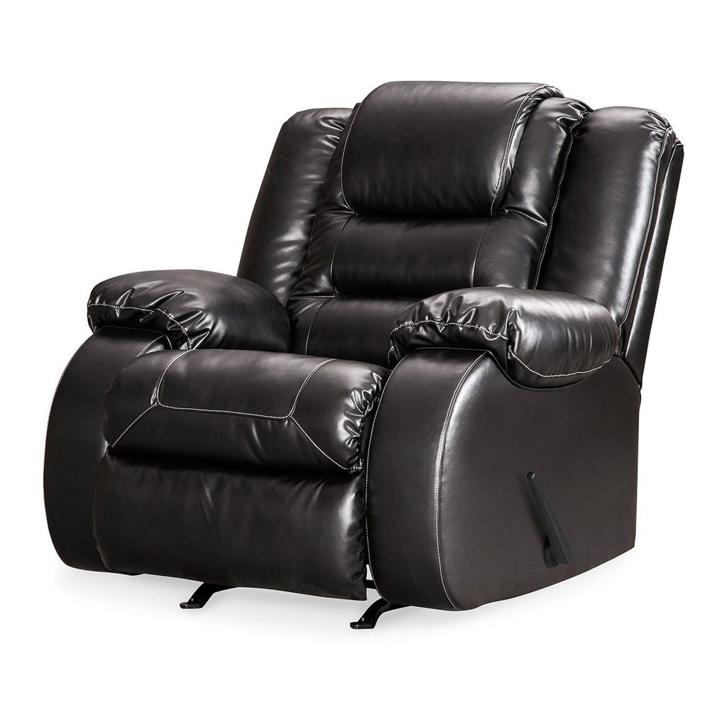 Fauteuil inclinable à bascule manuel Cherie, similicuir noir brillant moelleux