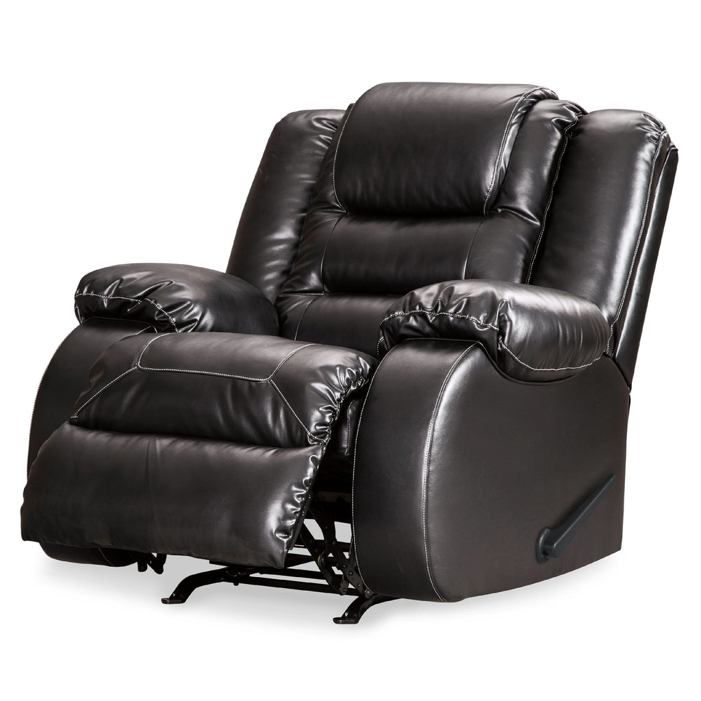 Fauteuil inclinable à bascule manuel Cherie, similicuir noir brillant moelleux