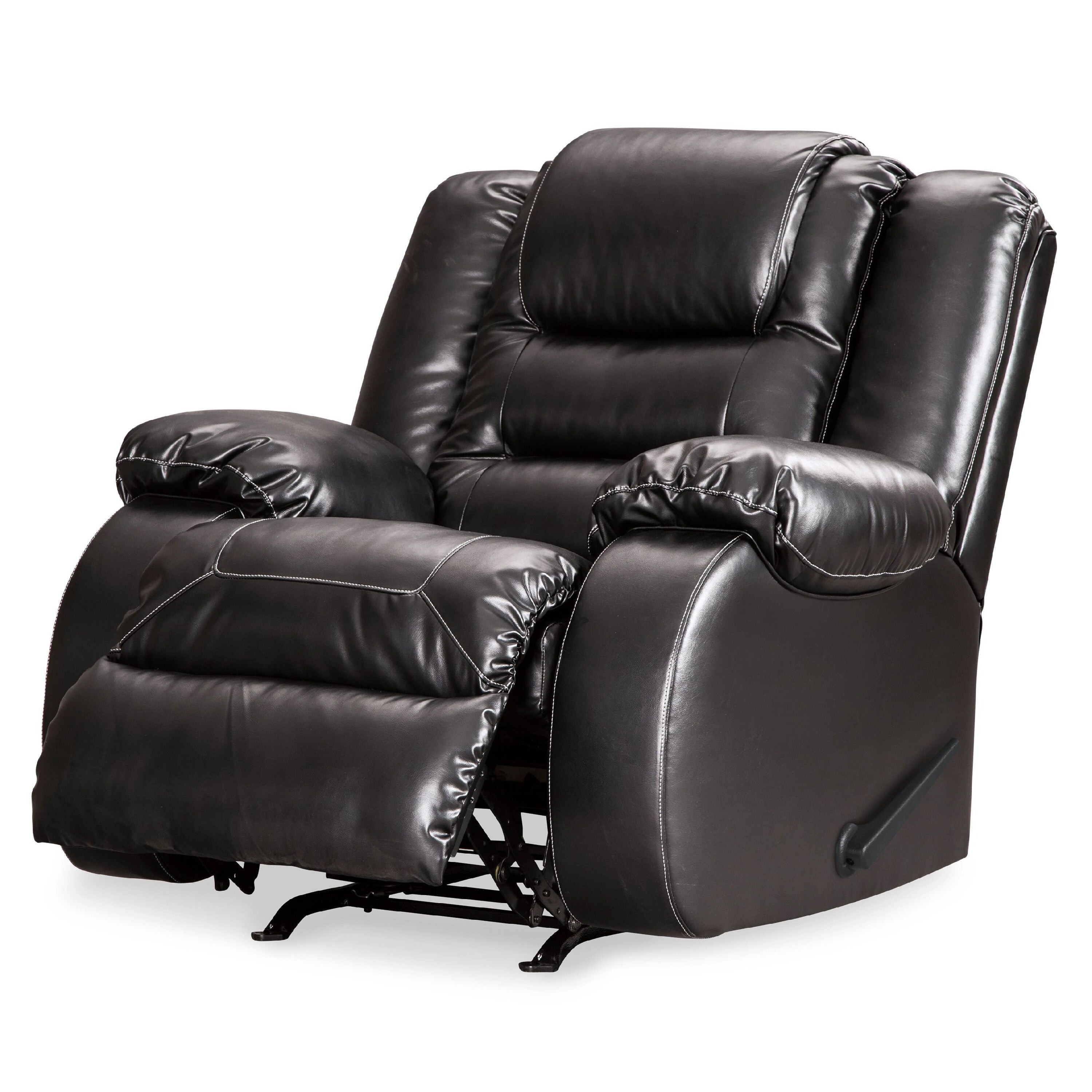 Fauteuil inclinable à bascule manuel Cherie, similicuir noir brillant moelleux