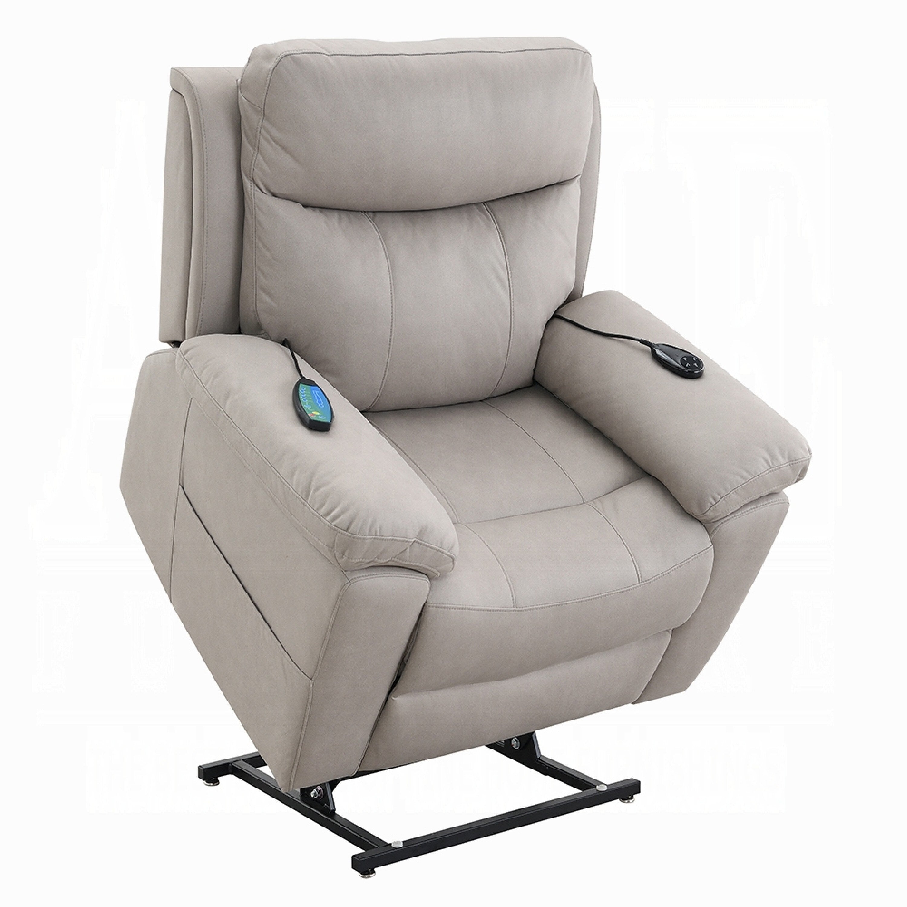 Fauteuil releveur et inclinable Cheru Power Motion avec massage chauffant, gris