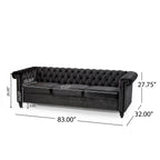 Canapé Chesterfield 3 places avec capitonnage à boutons et clous décoratifs