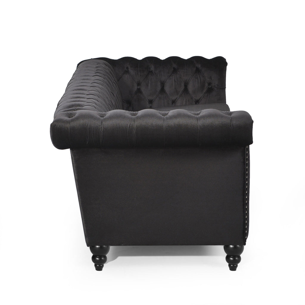 Canapé Chesterfield 3 places avec capitonnage à boutons et clous décoratifs